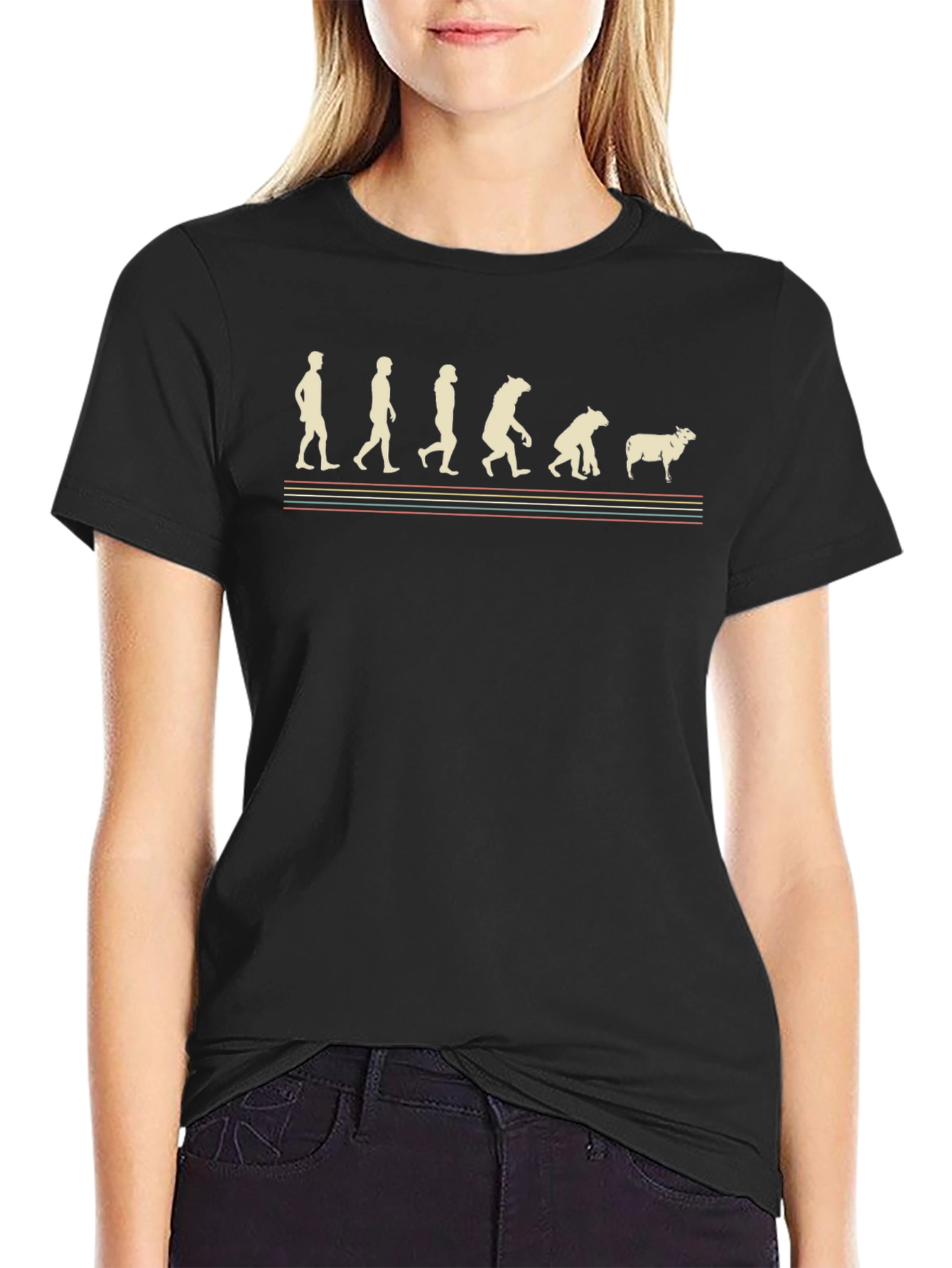 Evolution to Sheep Graphic Tee - Black