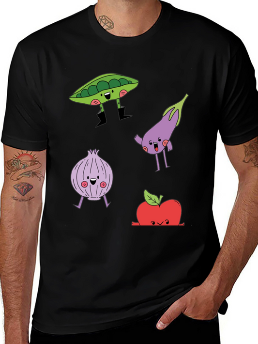 Cartoon Vegetables Graphic Print T-Shirt