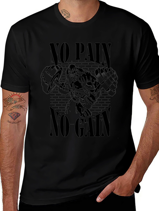 No Pain No Gain Graphic T-Shirt - Workout Motivation