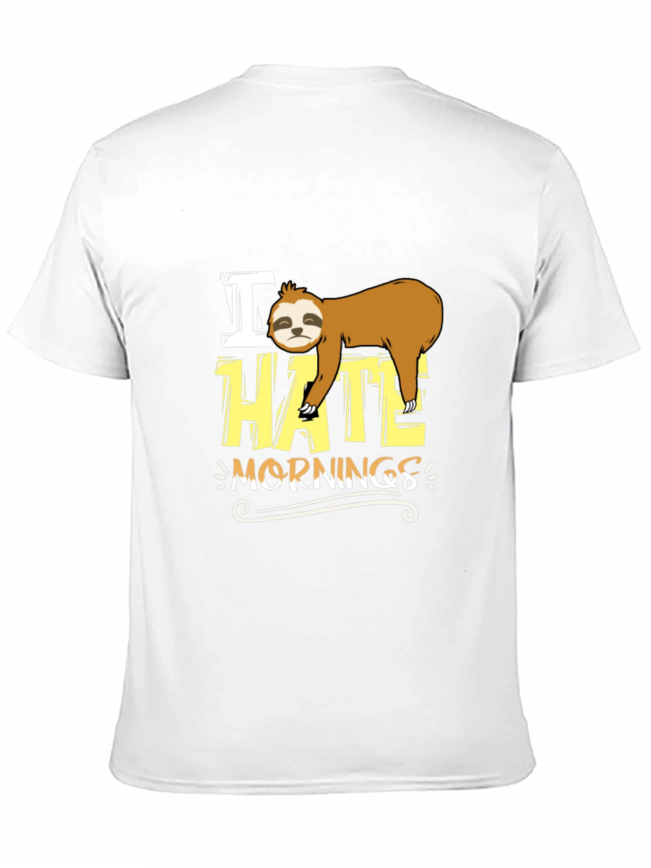 I Hate Mornings Sloth Graphic Tee - Black