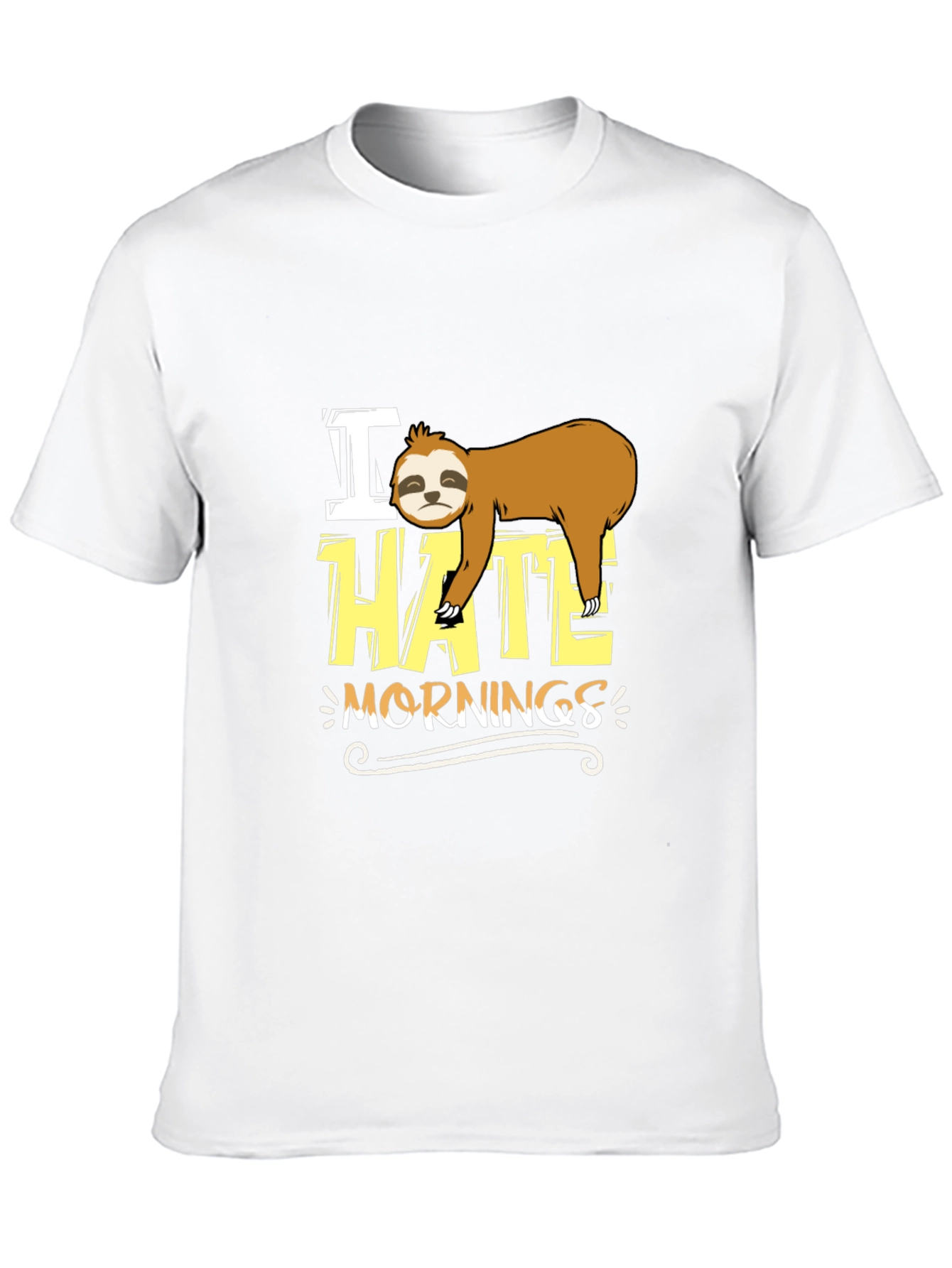 I Hate Mornings Sloth Graphic Tee - Black