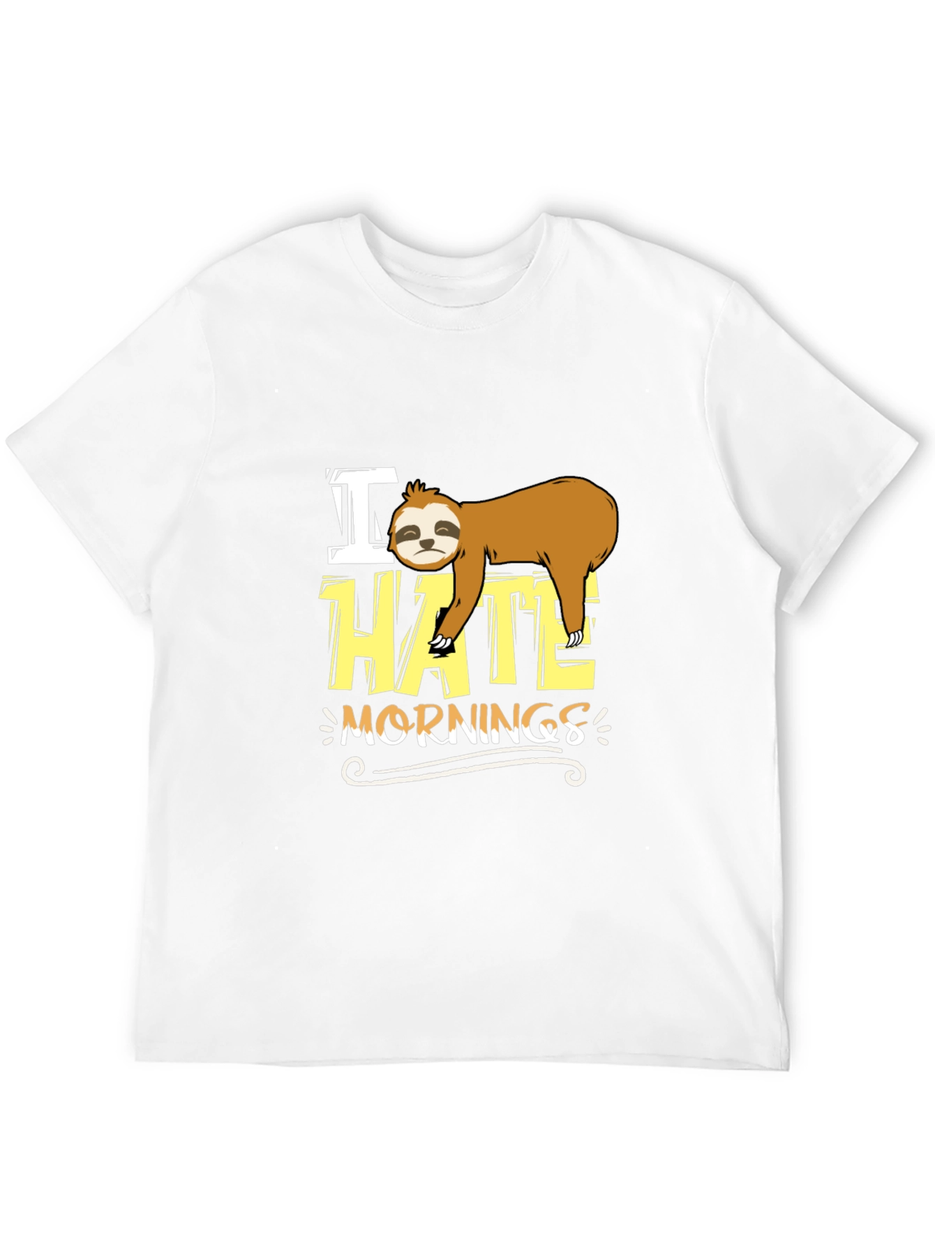 I Hate Mornings Sloth Graphic Tee - Black