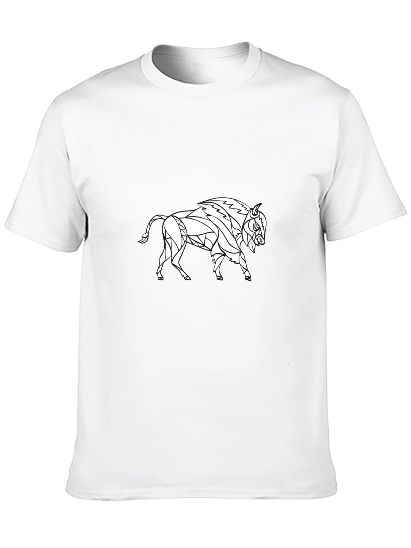 Geometric Bison Graphic Tee - Black