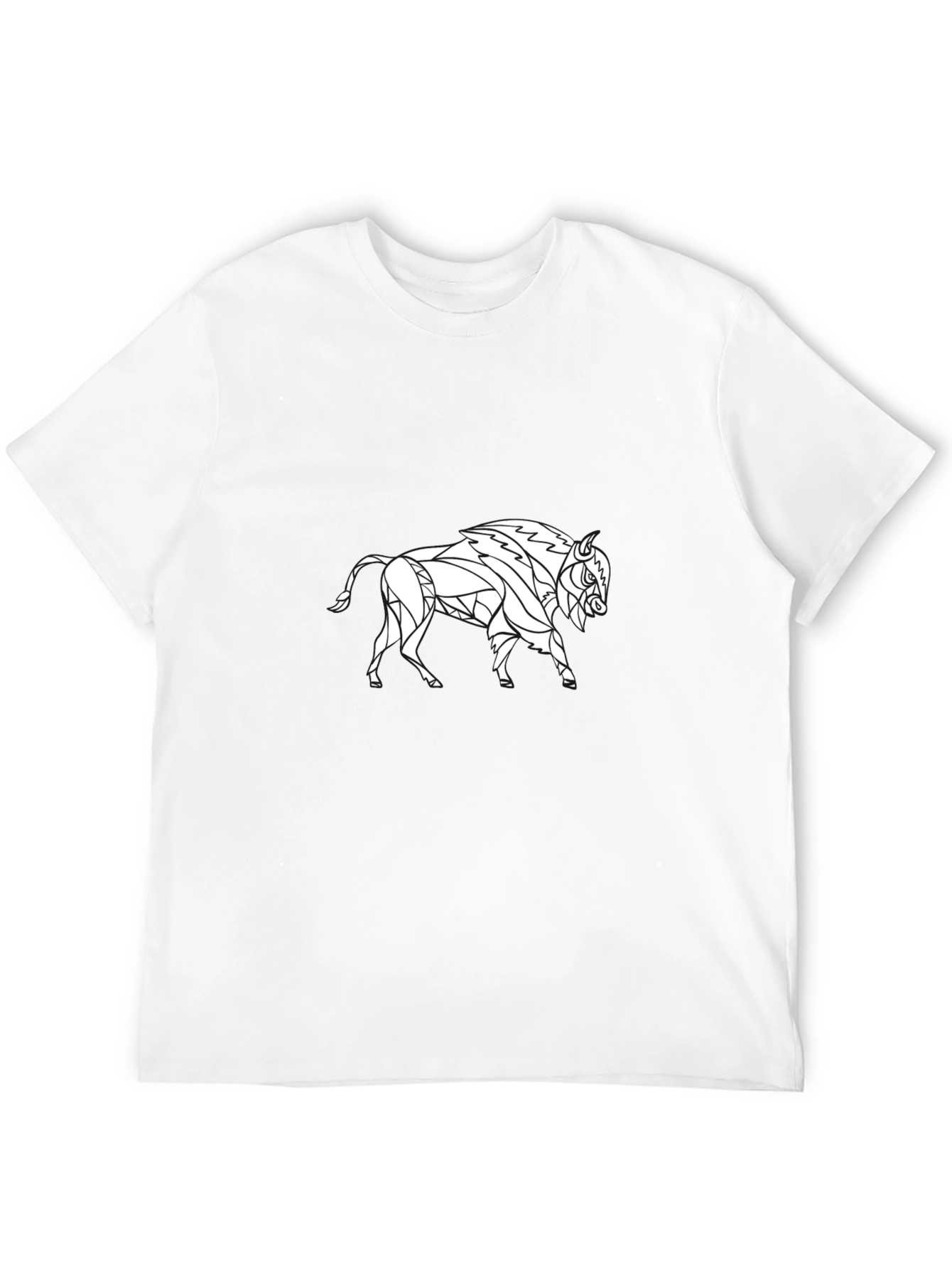 Geometric Bison Graphic Tee - Black