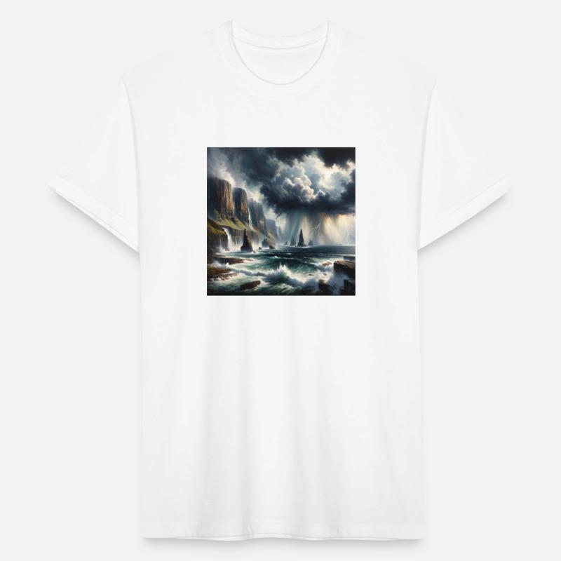 Nature's Fury Thunderstorm Over Rugged Coastline