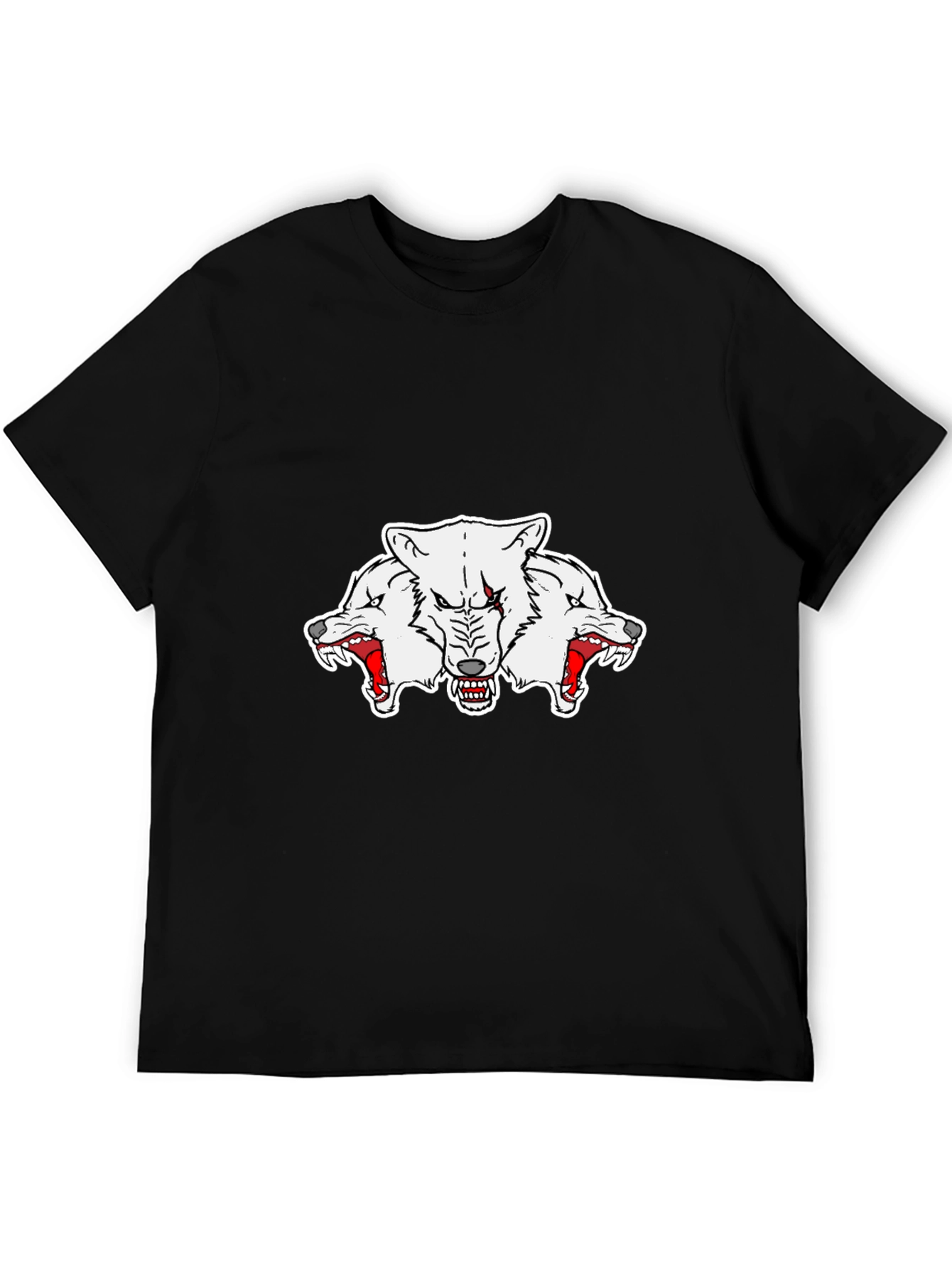 Three-Headed Wolf Graphic Tee - Mens Black T-Shirt