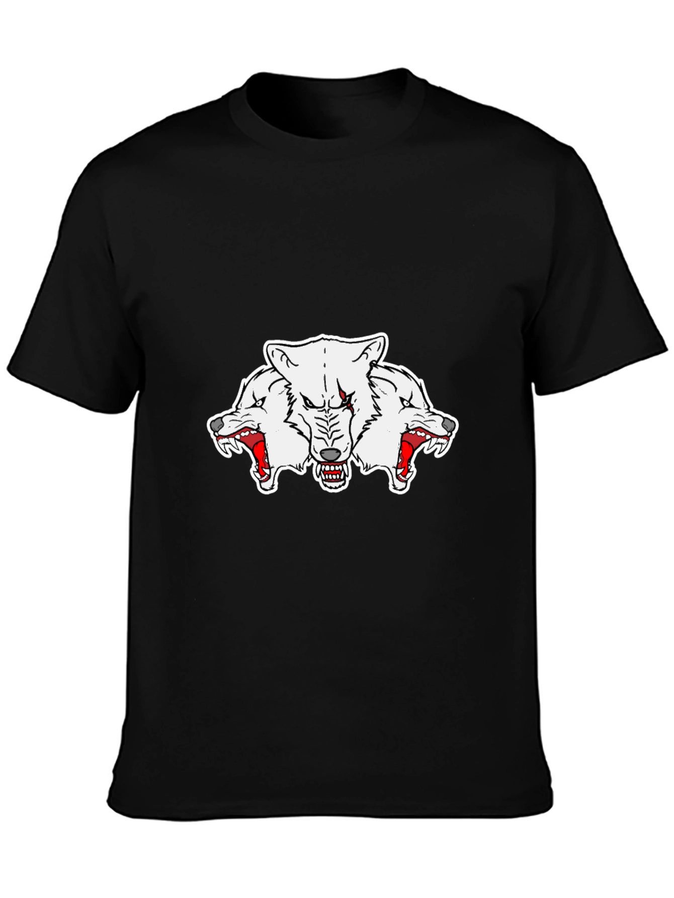 Three-Headed Wolf Graphic Tee - Mens Black T-Shirt