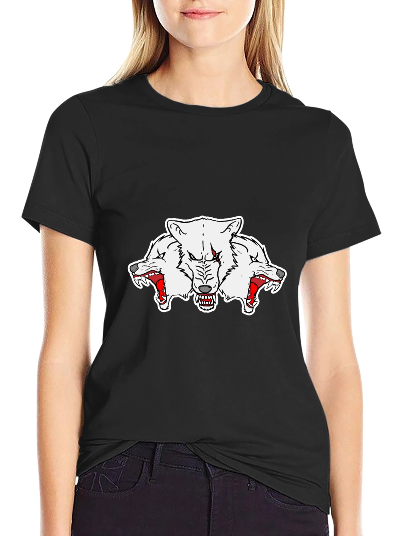 Three-Headed Wolf Graphic Tee - Mens Black T-Shirt