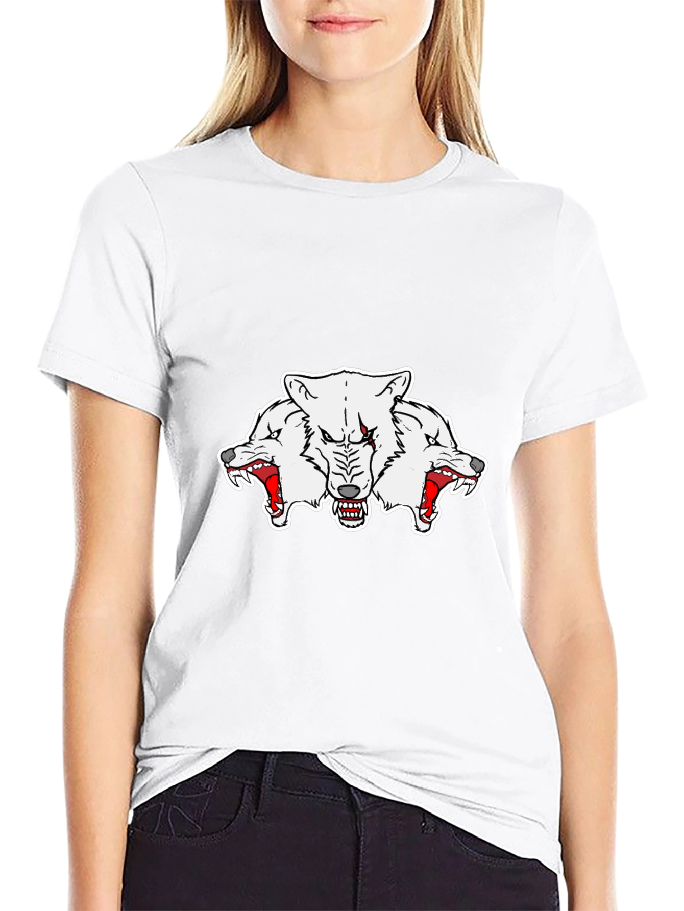Three-Headed Wolf Graphic Tee - Mens Black T-Shirt