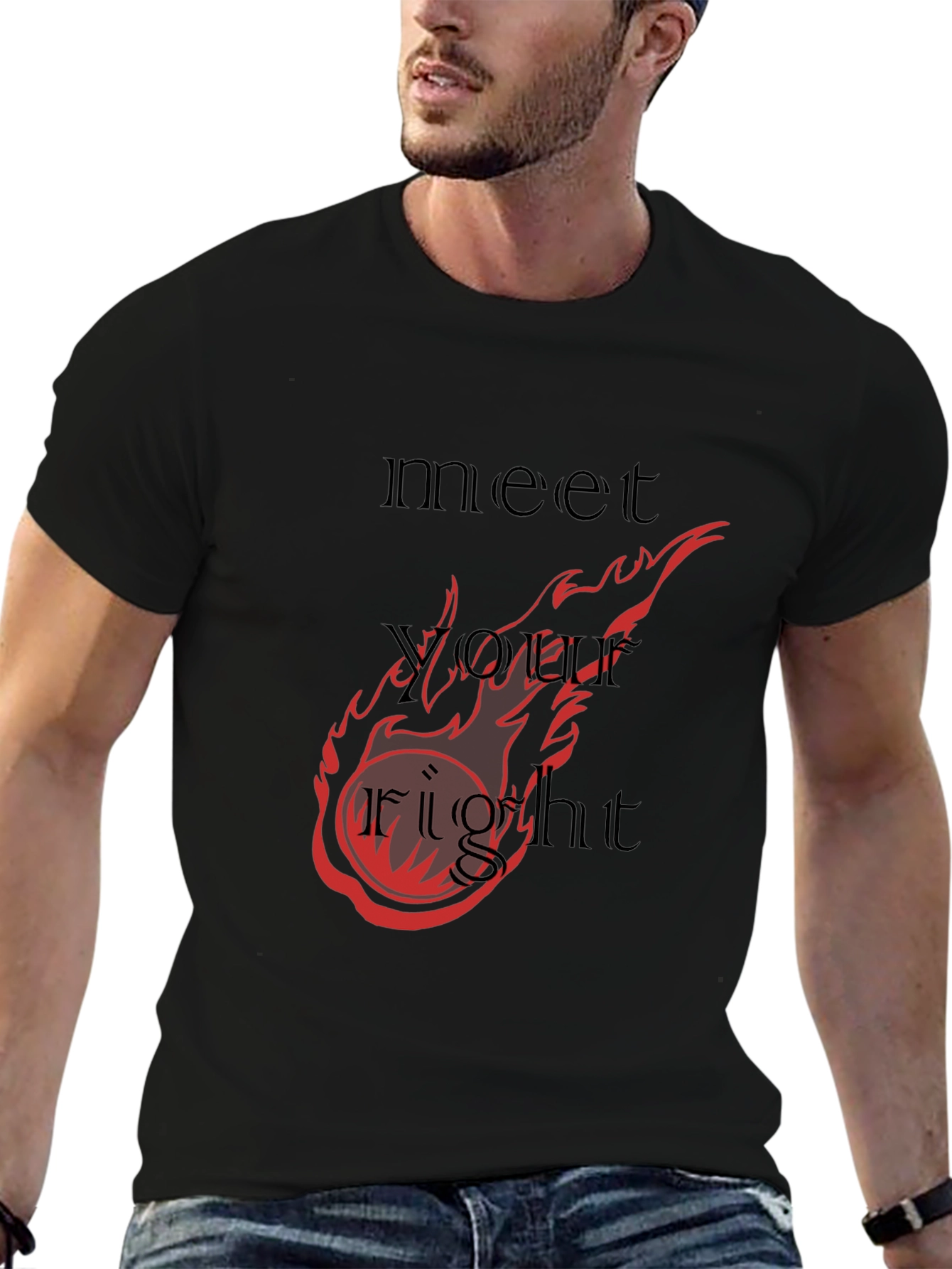 Fiery Meet Your Fight Graphic Tee - Black