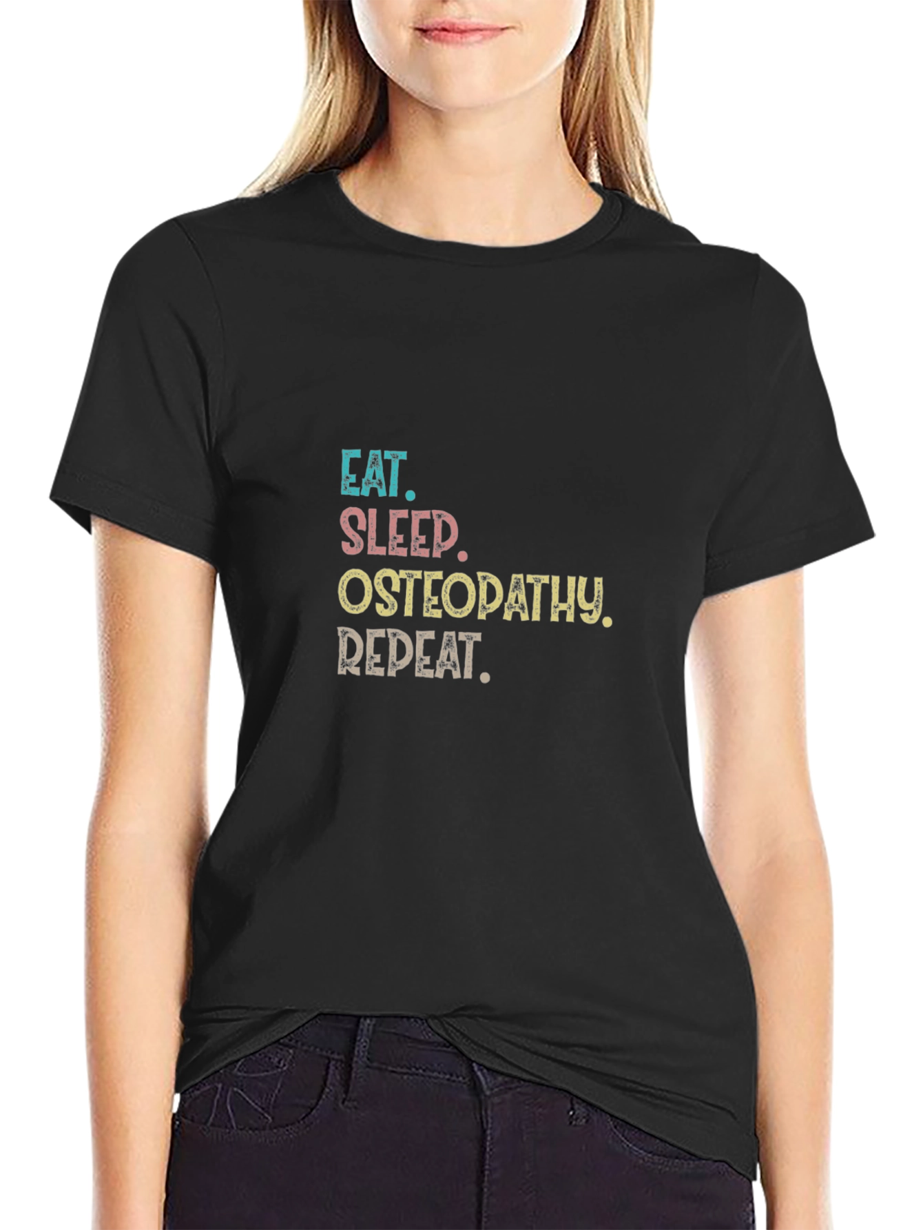 Eat Sleep Osteopathy Repeat Black T-Shirt