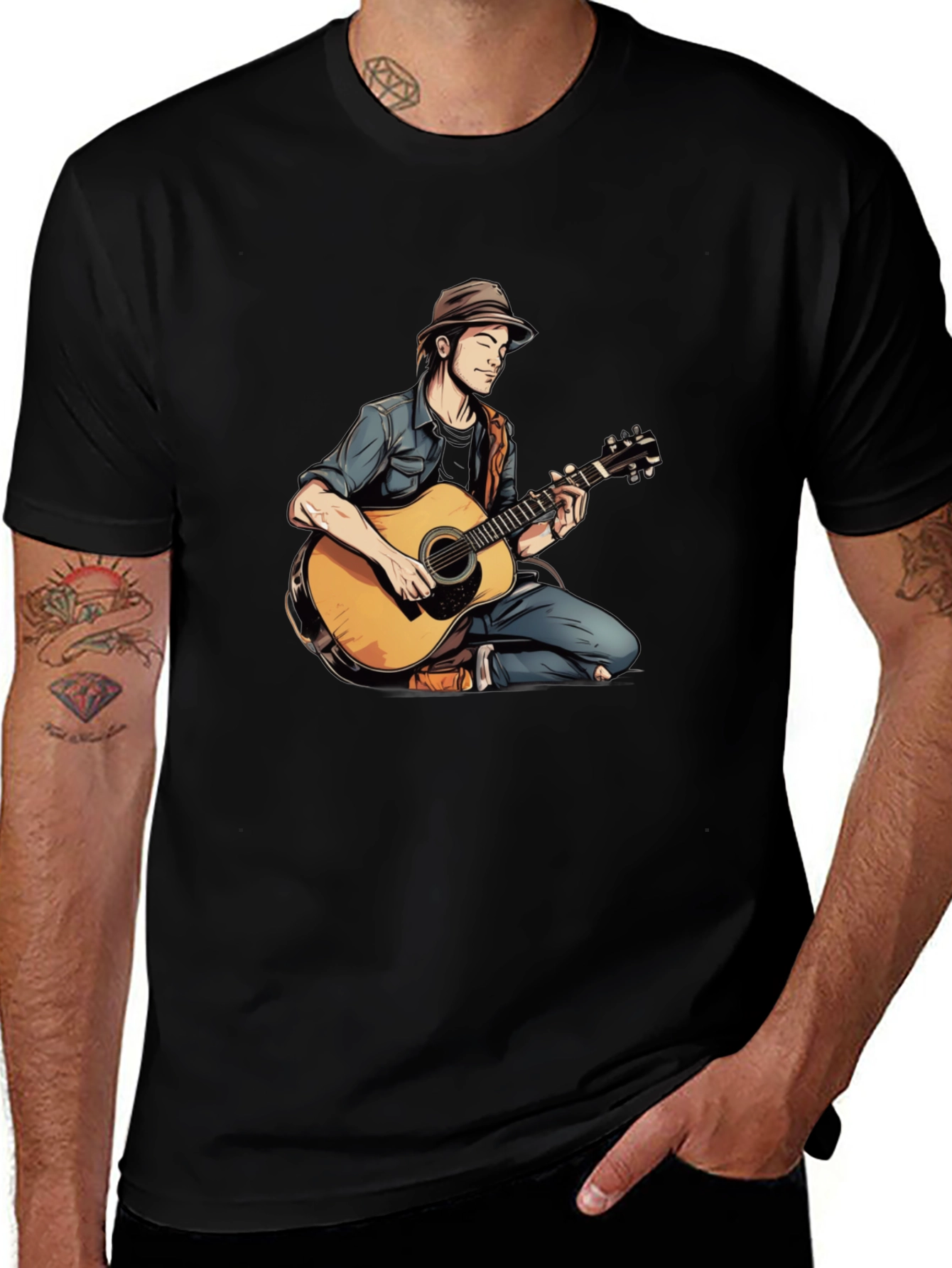 Musician Graphic Tee - Acoustic Guitar Design