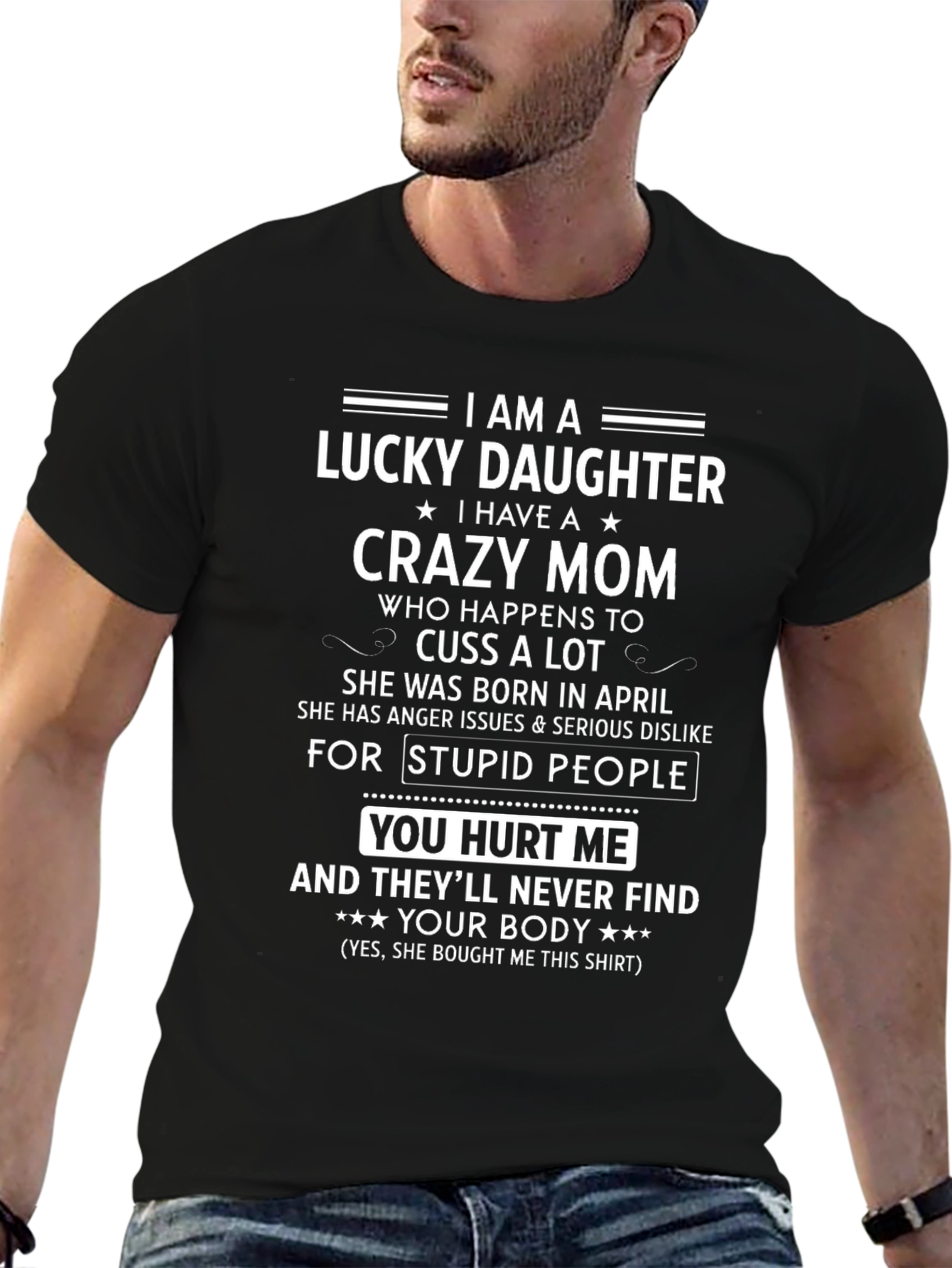 Lucky Daughter Crazy Mom Graphic Tee