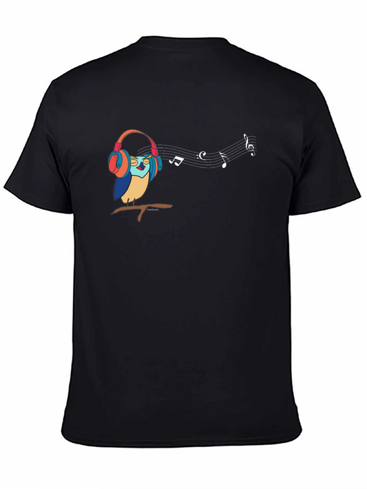 Owl in Headphones Graphic T-Shirt - Music Lover Tee