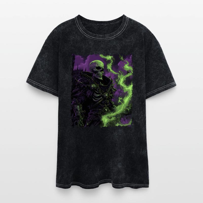 Necromancer with Green Soul Magic in Shadow Style
