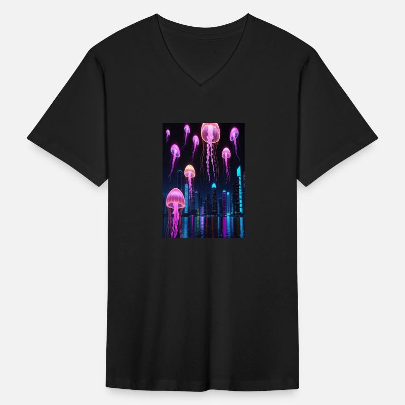 Neon Jellyfish Over Cyber City