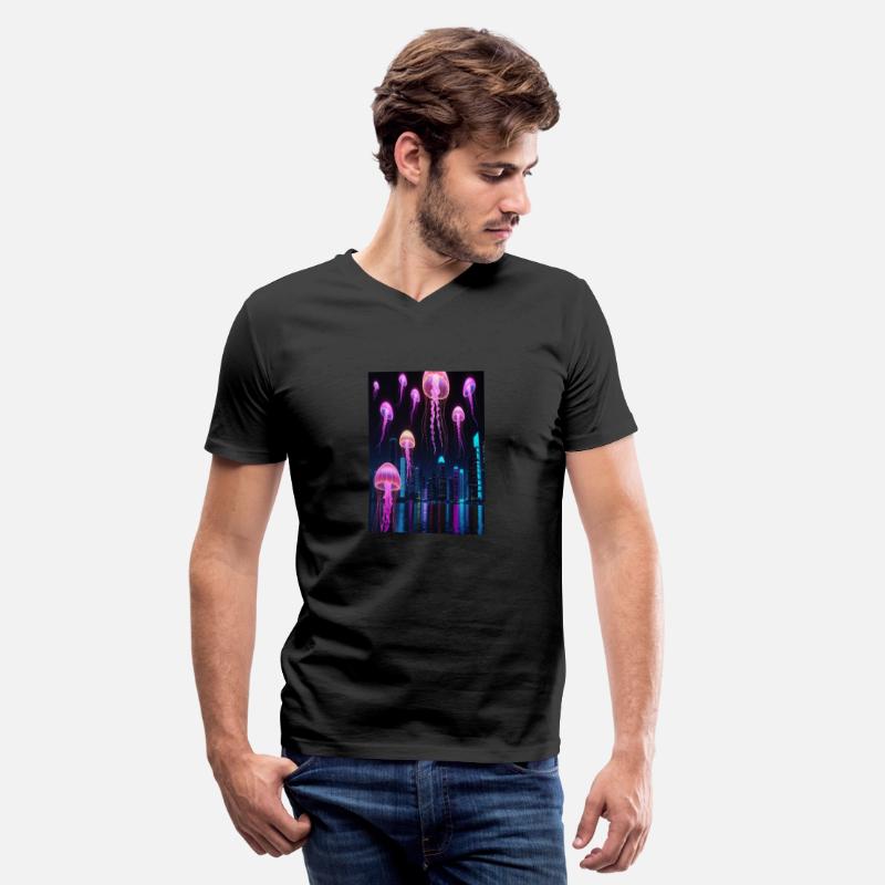 Neon Jellyfish Over Cyber City