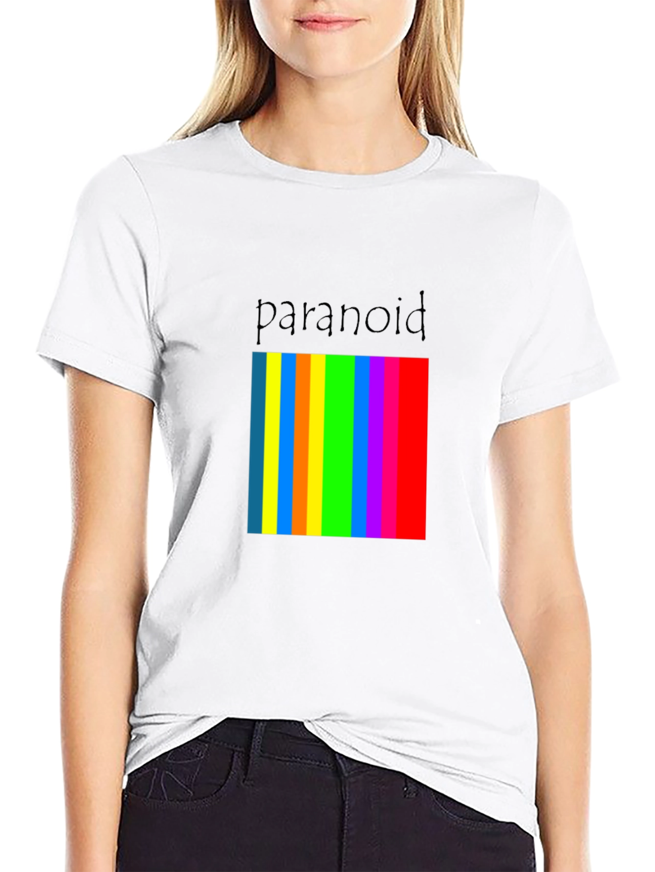 Paranoid Rainbow Stripe Graphic Tee - Black