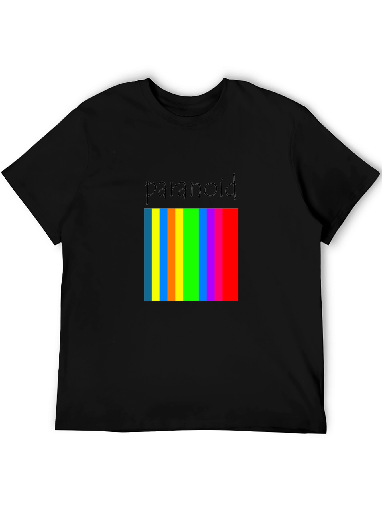 Paranoid Rainbow Stripe Graphic Tee - Black