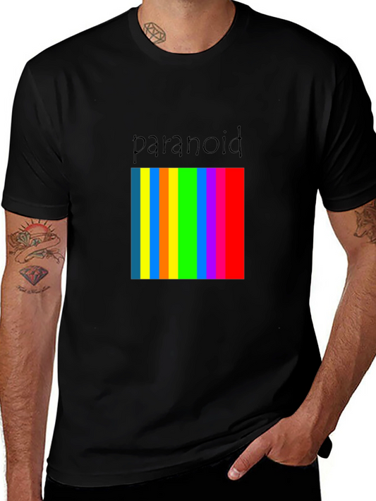 Paranoid Rainbow Stripe Graphic Tee - Black