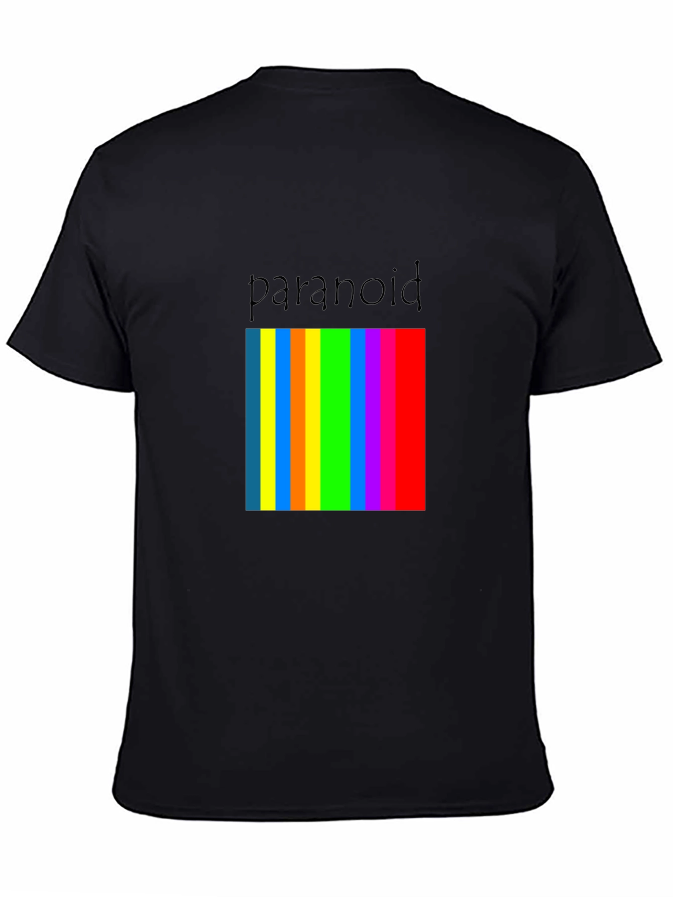 Paranoid Rainbow Stripe Graphic Tee - Black