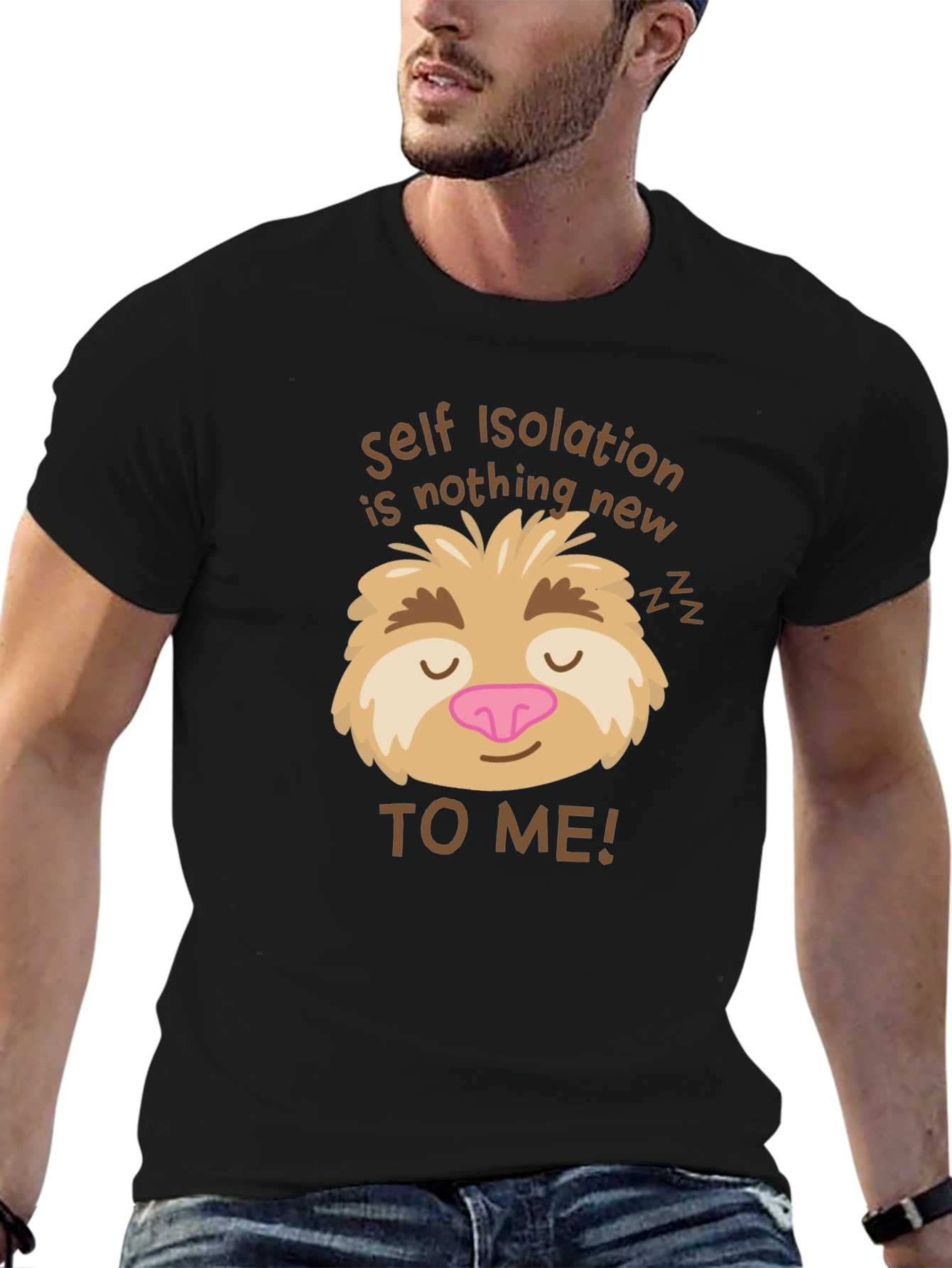Self Isolation Sloth Graphic T-Shirt - Funny Quarantine Tee