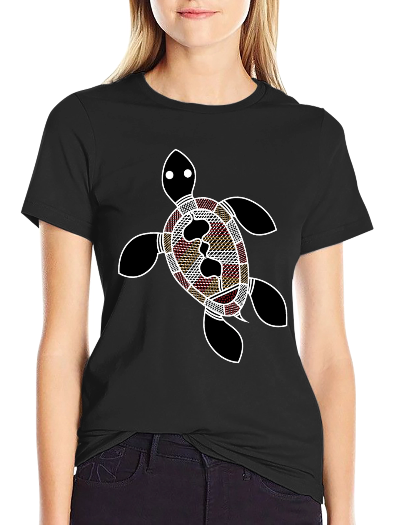 Turtle Print Black T-Shirt