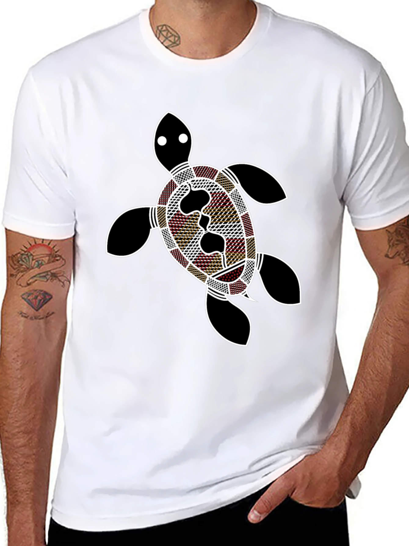 Turtle Print Black T-Shirt