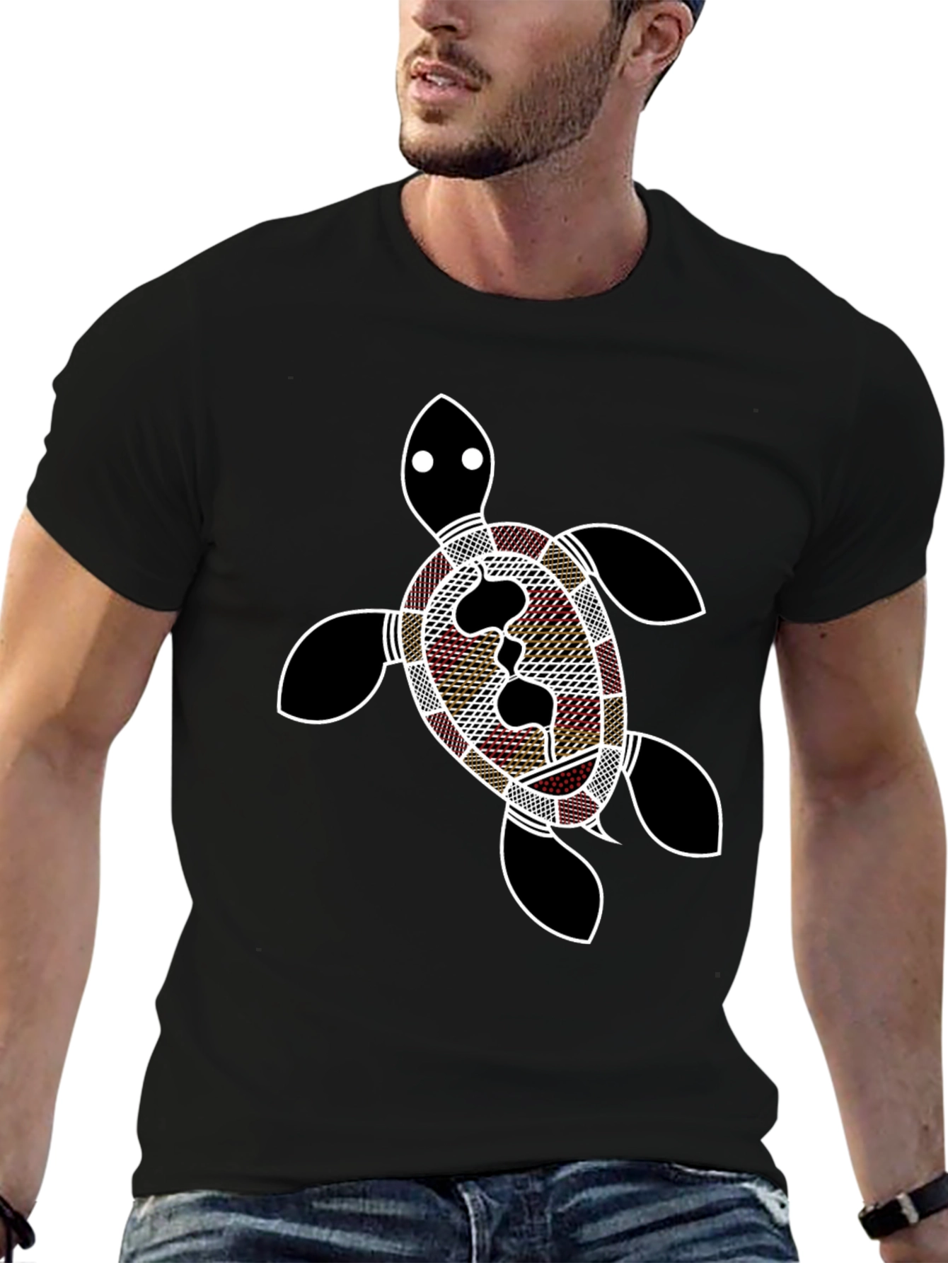 Turtle Print Black T-Shirt
