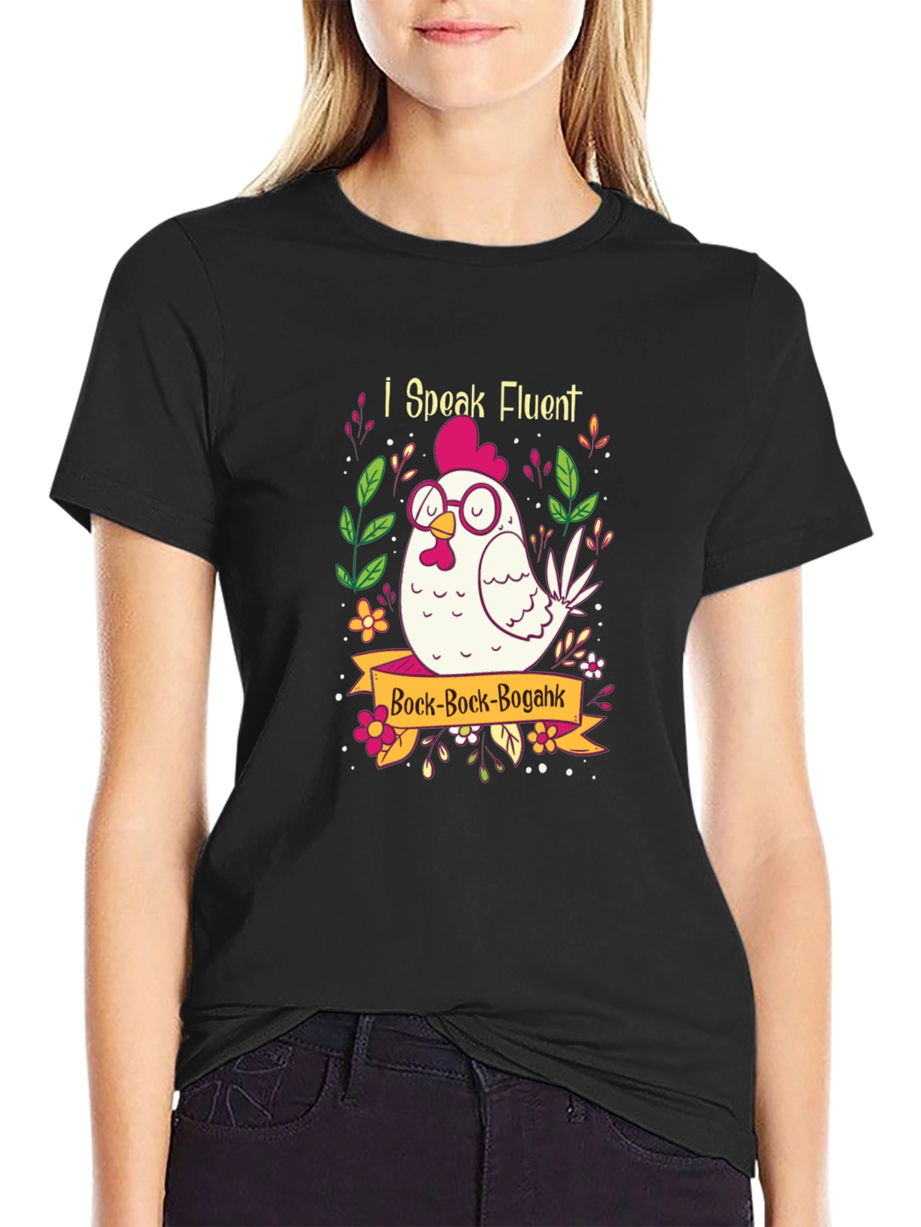 Funny Chicken Graphic T-Shirt - I Speak Fluent Bock!
