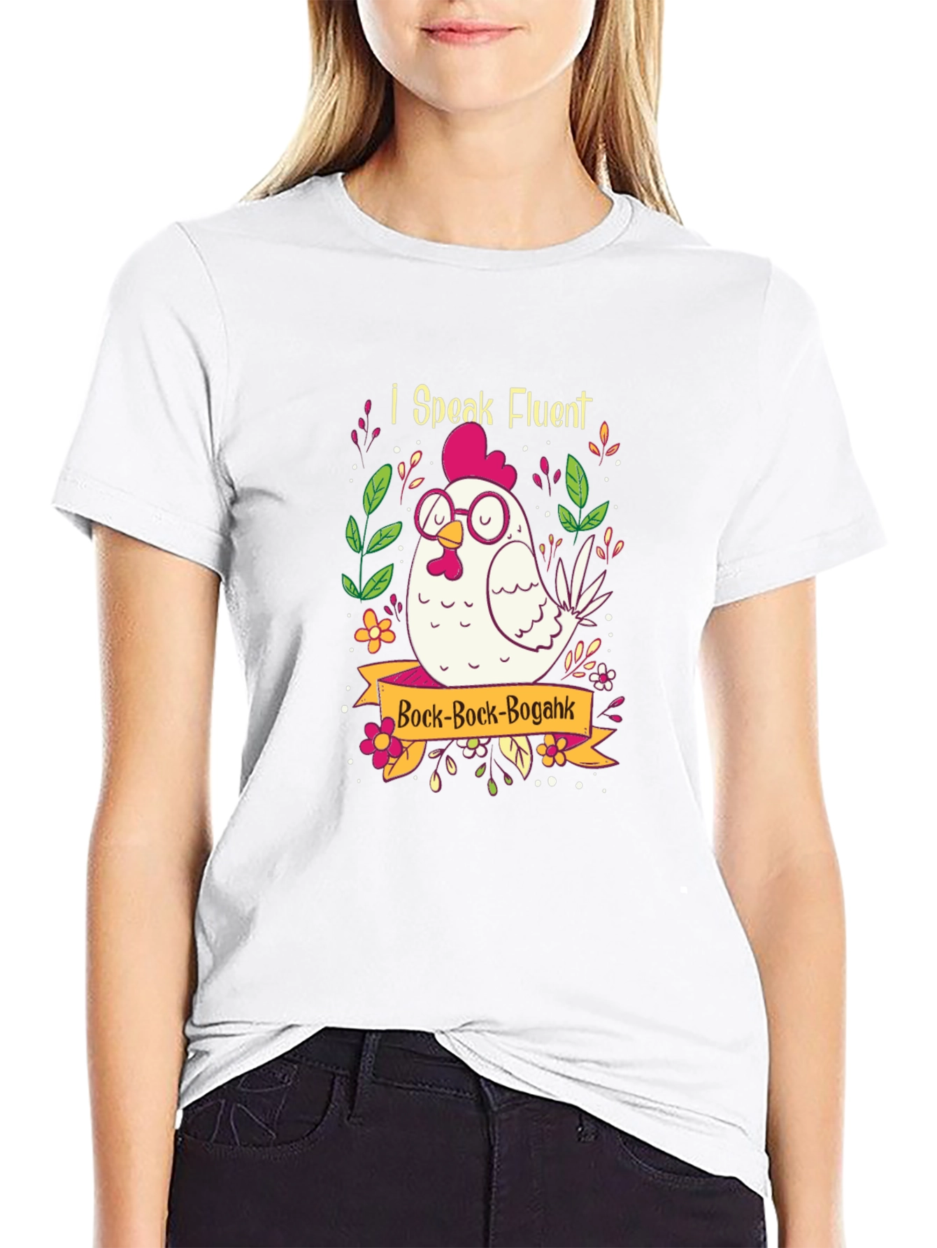 Funny Chicken Graphic T-Shirt - I Speak Fluent Bock!