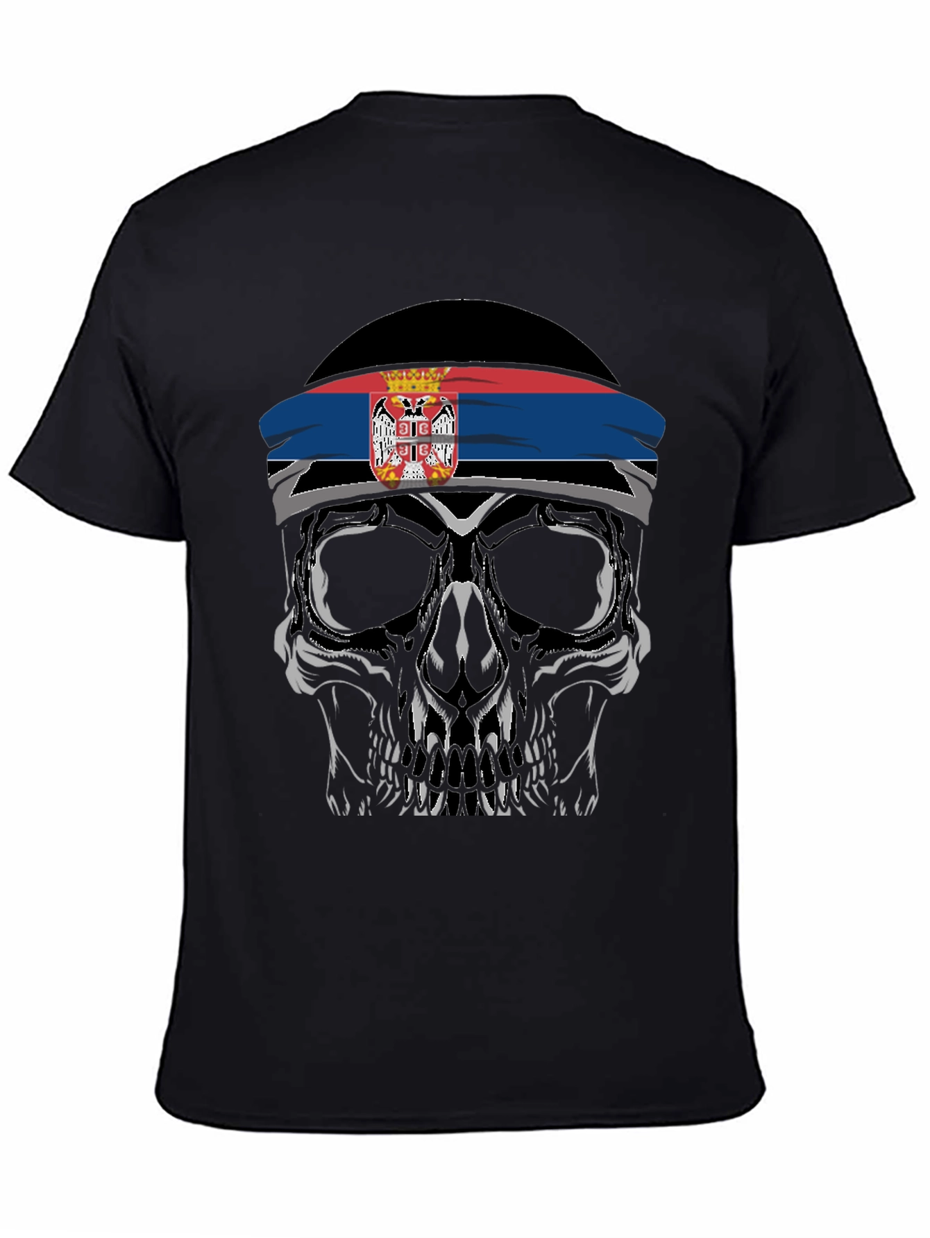 Skull Serbia Flag Headband T-Shirt