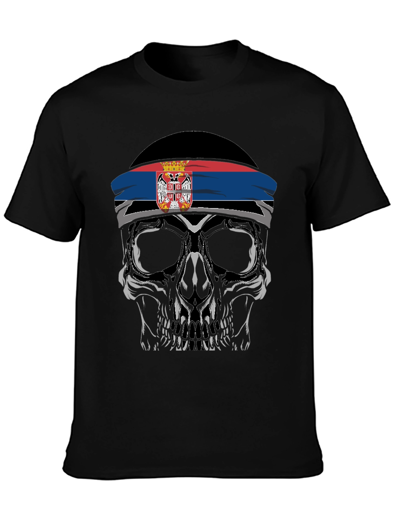 Skull Serbia Flag Headband T-Shirt