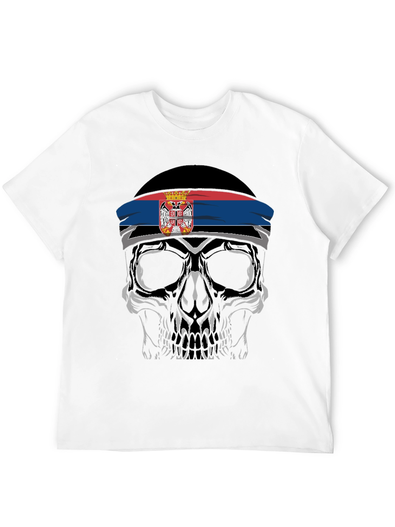 Skull Serbia Flag Headband T-Shirt