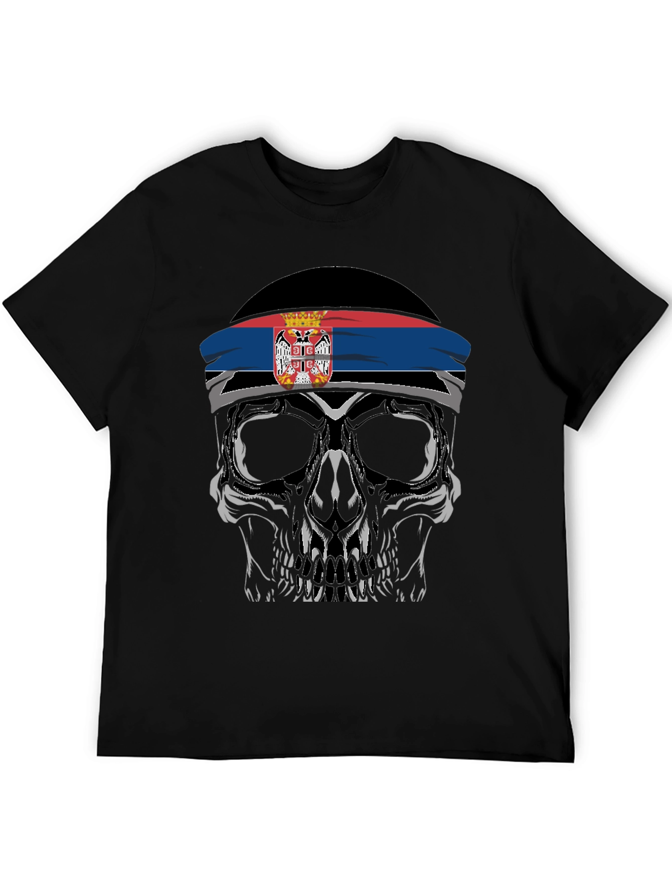 Skull Serbia Flag Headband T-Shirt