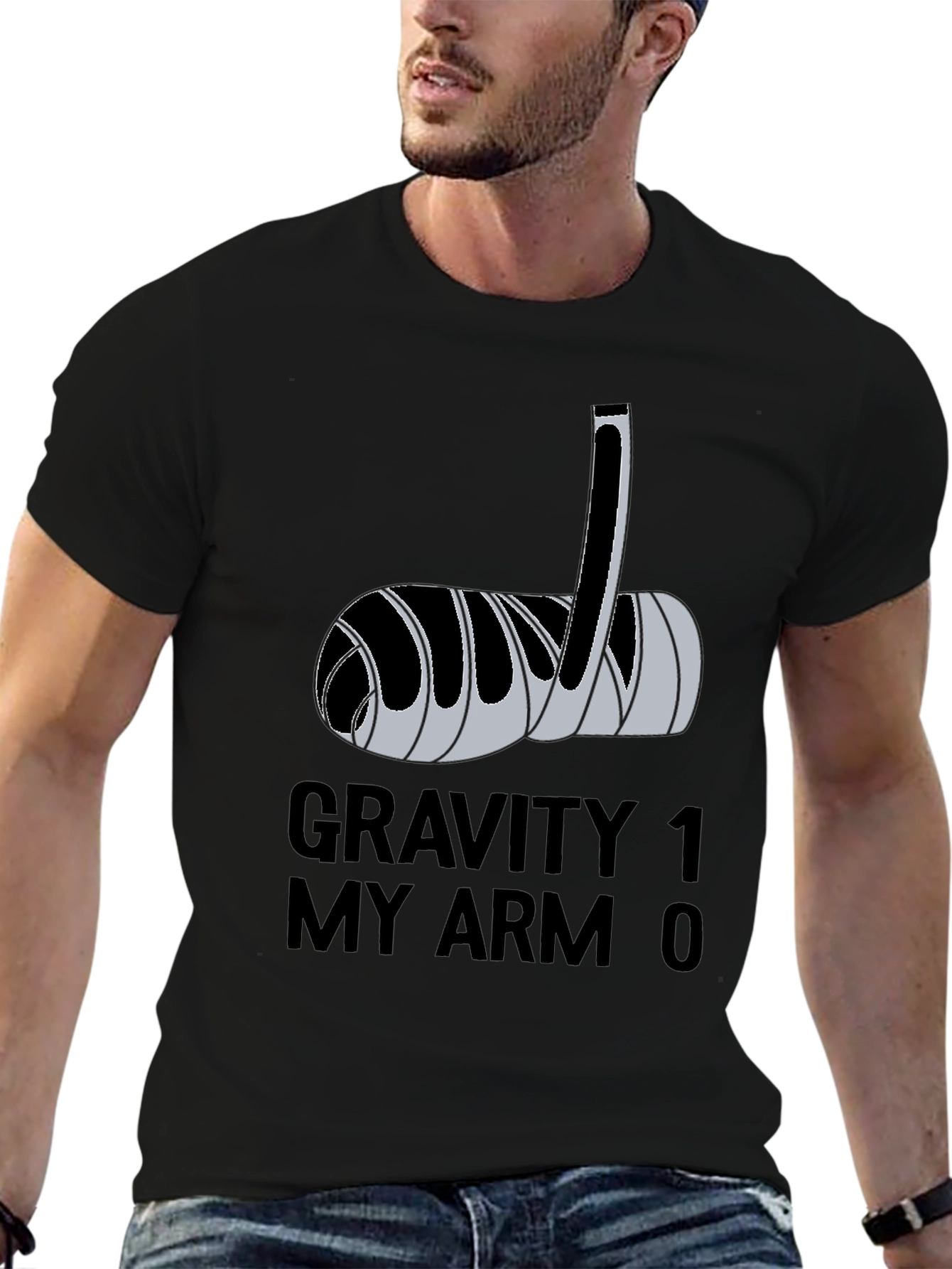 Gravity 1 My Arm 0 Funny Broken Arm T-Shirt