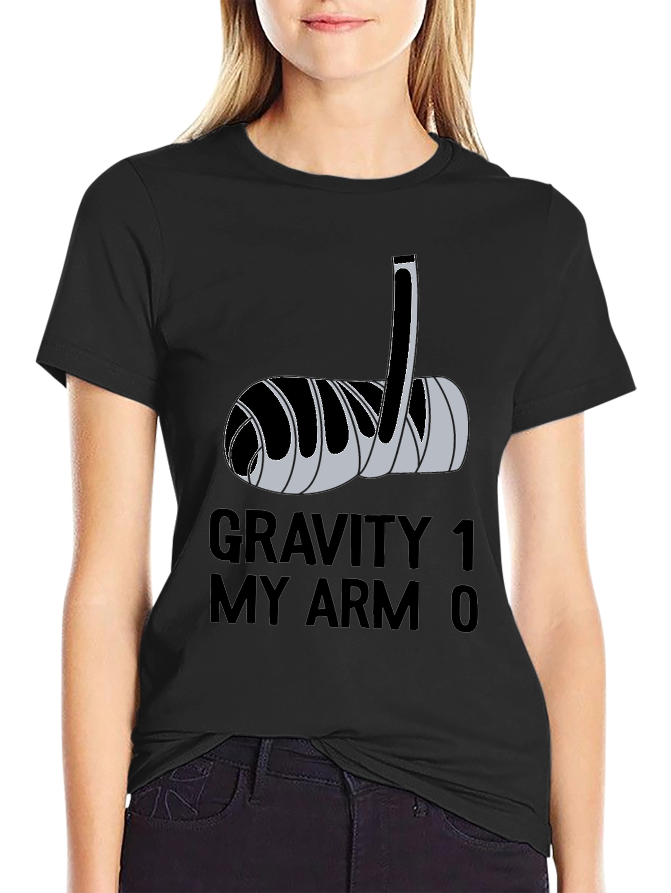 Gravity 1 My Arm 0 Funny Broken Arm T-Shirt