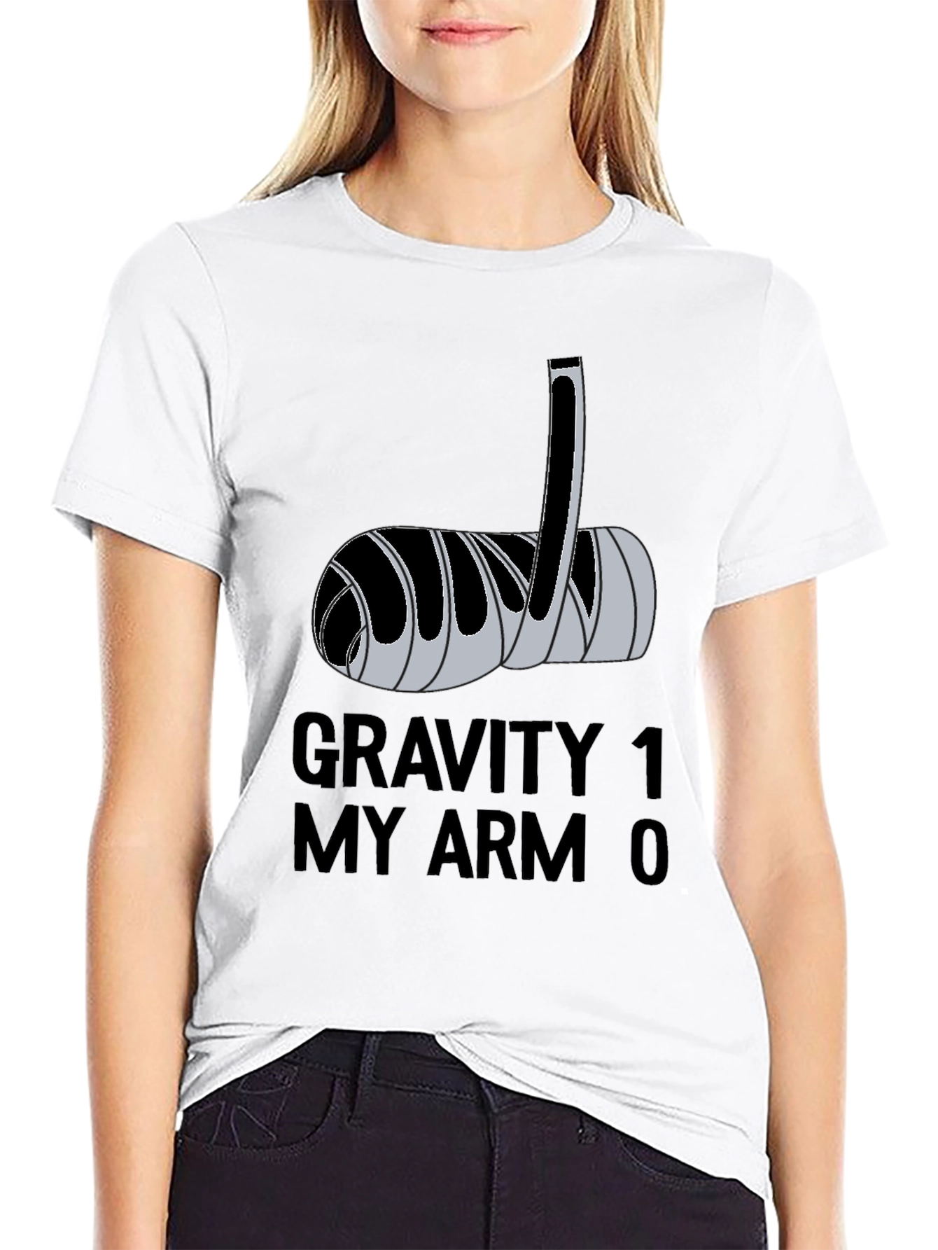 Gravity 1 My Arm 0 Funny Broken Arm T-Shirt