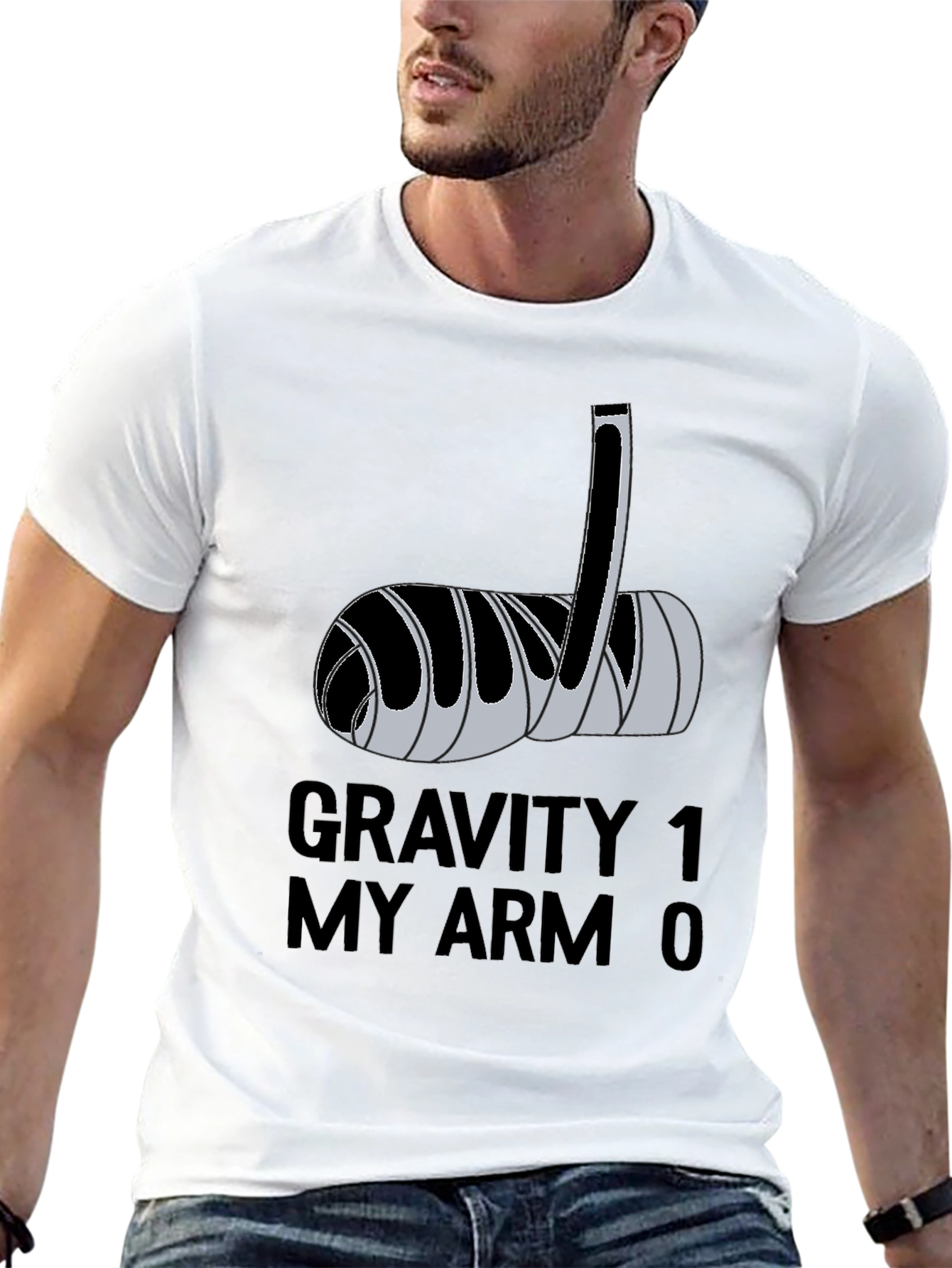 Gravity 1 My Arm 0 Funny Broken Arm T-Shirt