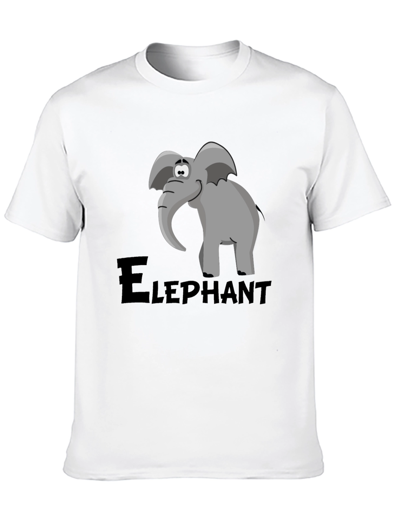 Elephant Cartoon Graphic Tee - Black