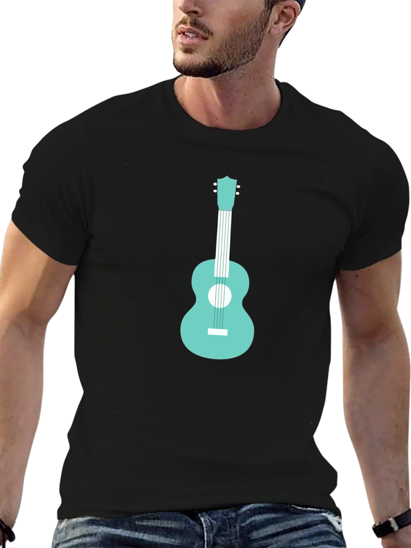 Cool Guitar Graphic Tee - Black