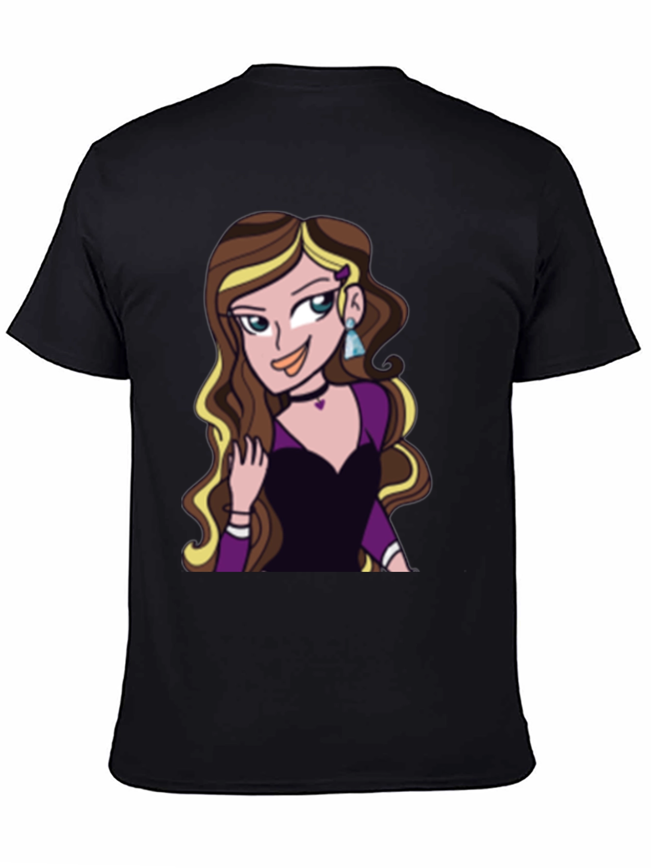 Cartoon Girl Graphic Tee - Black Unisex T-Shirt