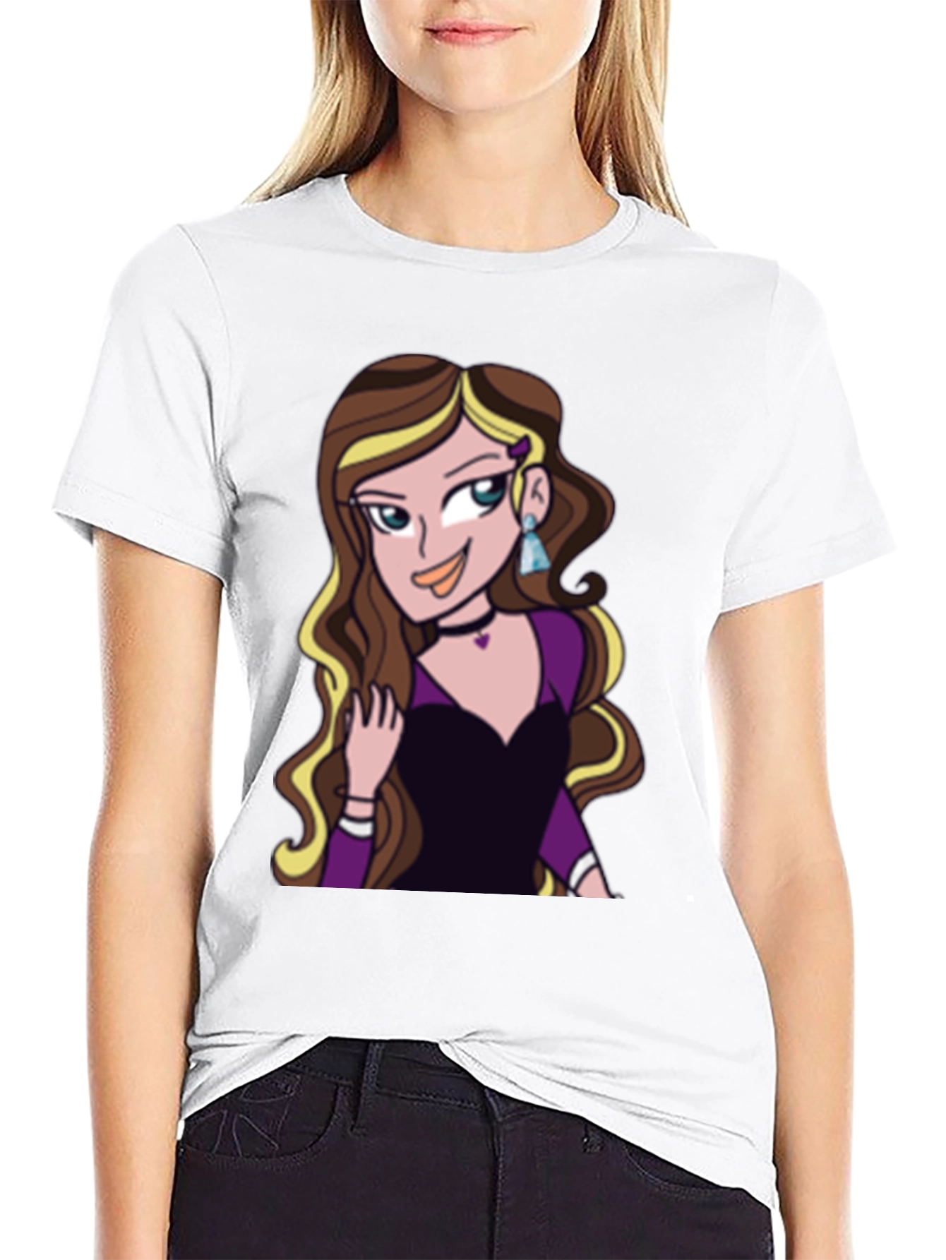 Cartoon Girl Graphic Tee - Black Unisex T-Shirt