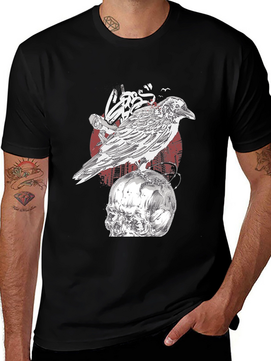 Raven Skull T-Shirt - Gothic Graphic Tee