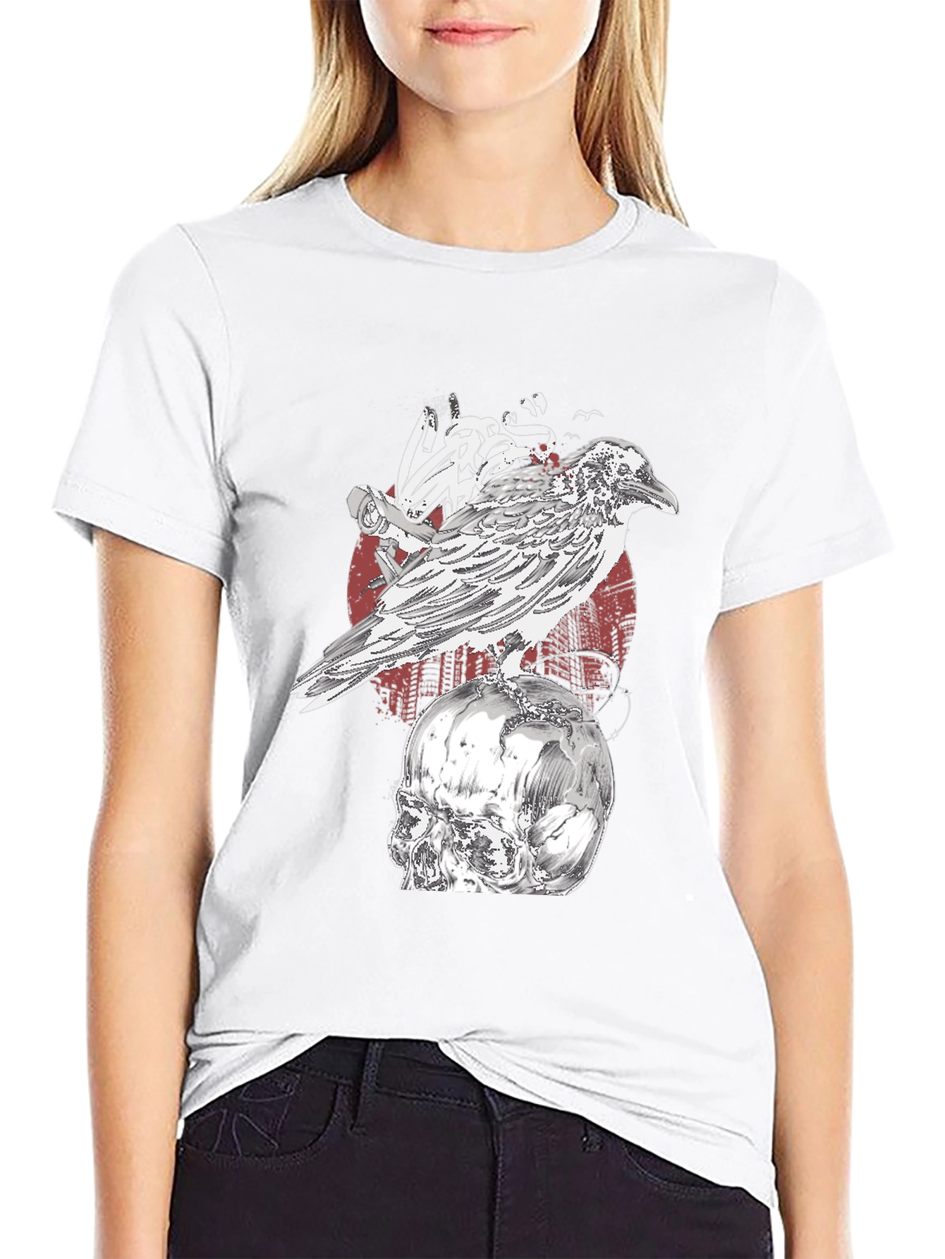 Raven Skull T-Shirt - Gothic Graphic Tee
