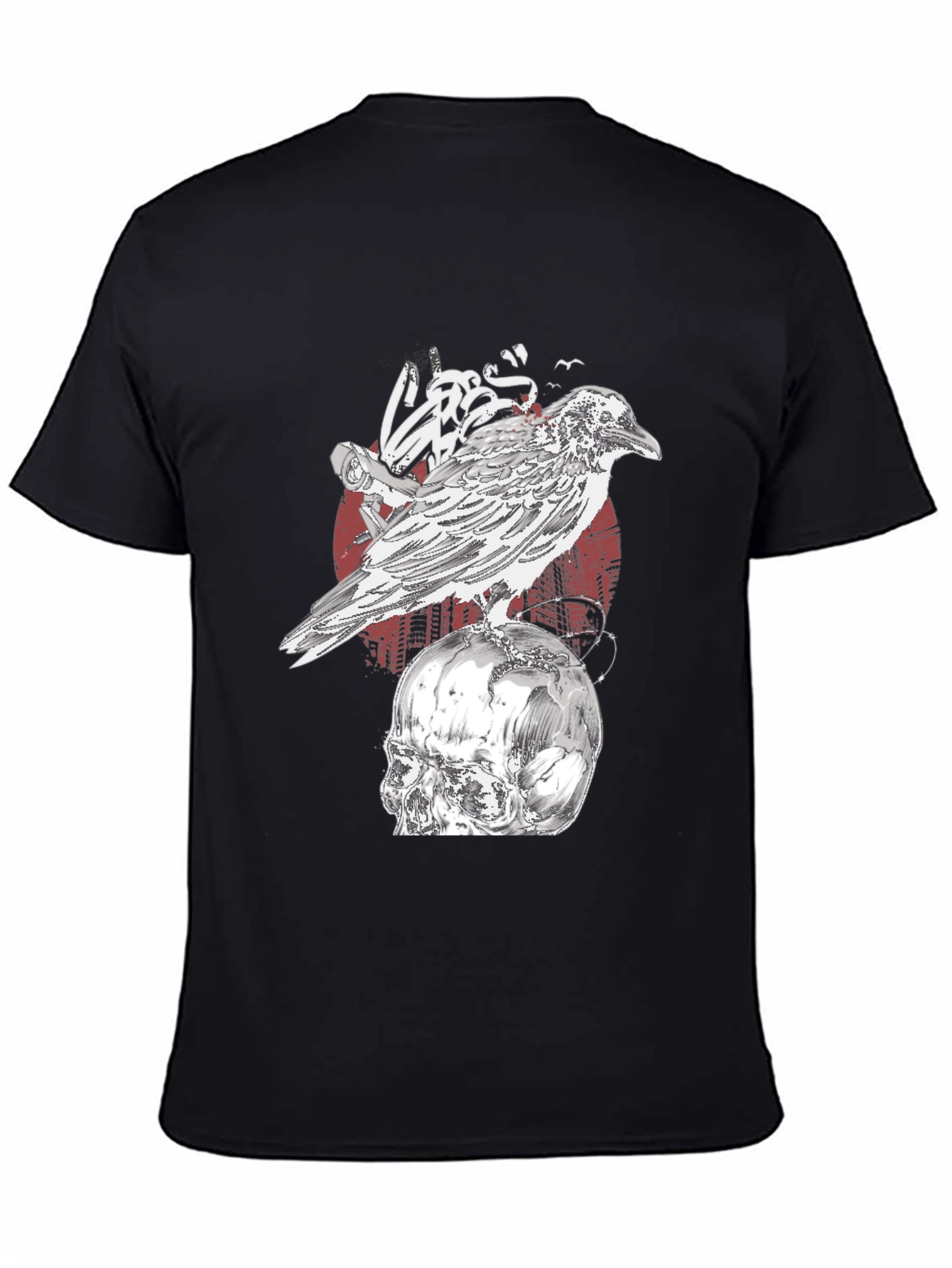 Raven Skull T-Shirt - Gothic Graphic Tee