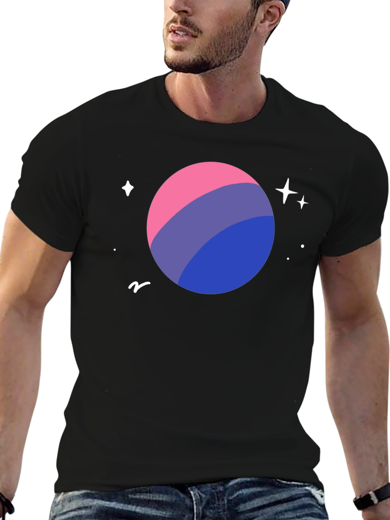 Bi Pride Planet T-Shirt - LGBTQ+ Space Tee