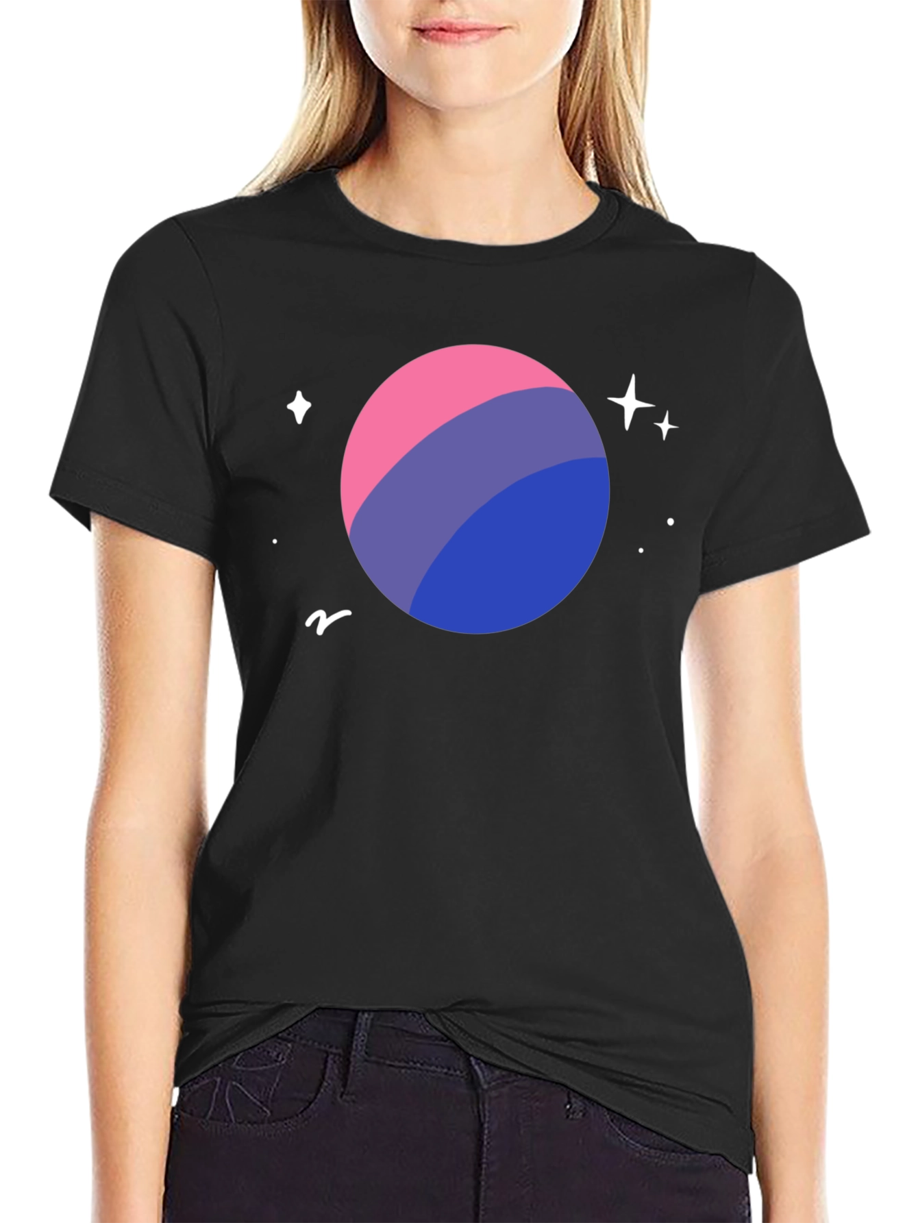 Bi Pride Planet T-Shirt - LGBTQ+ Space Tee