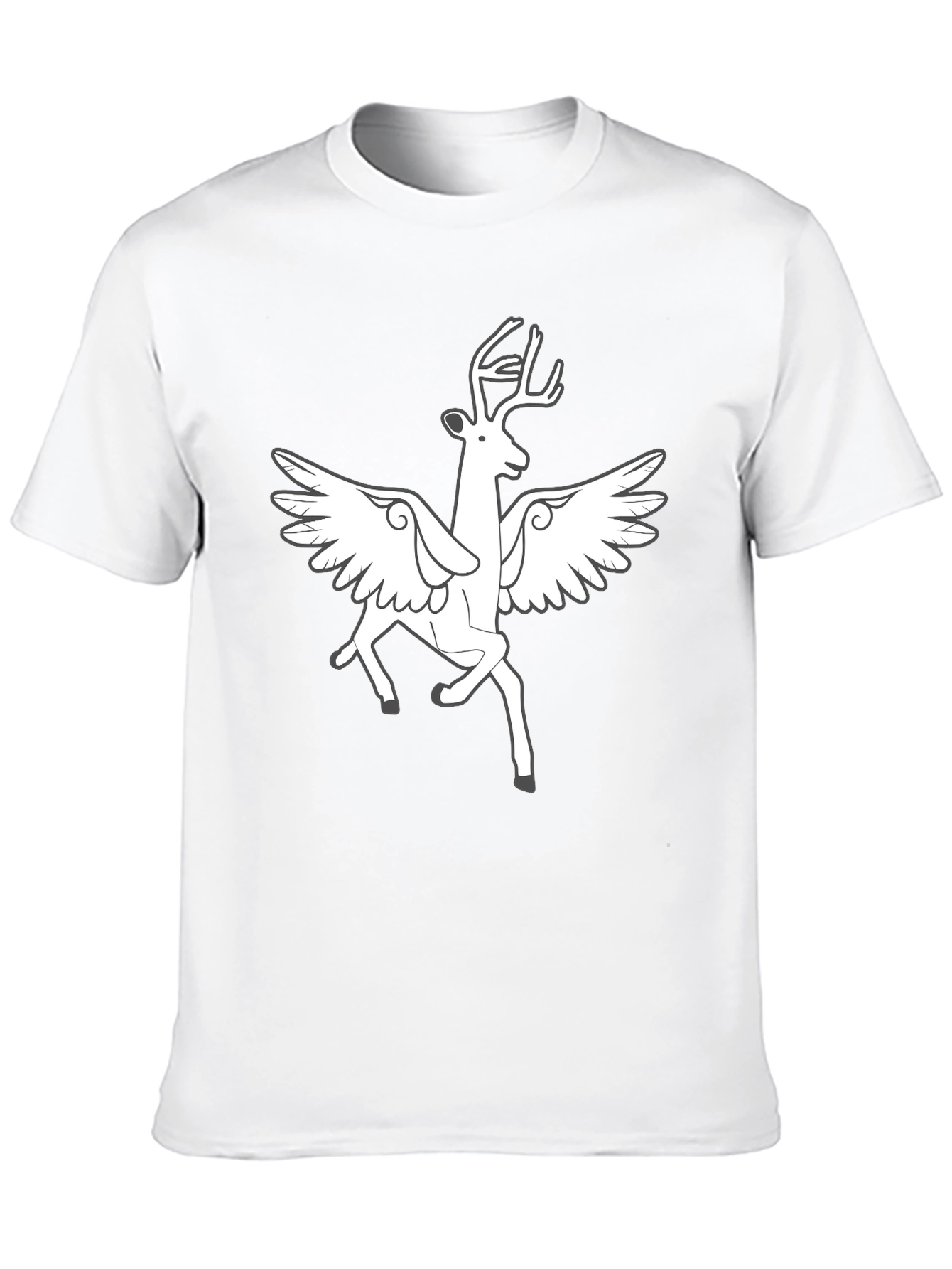 Winged Deer Graphic Tee - Black Cotton Blend