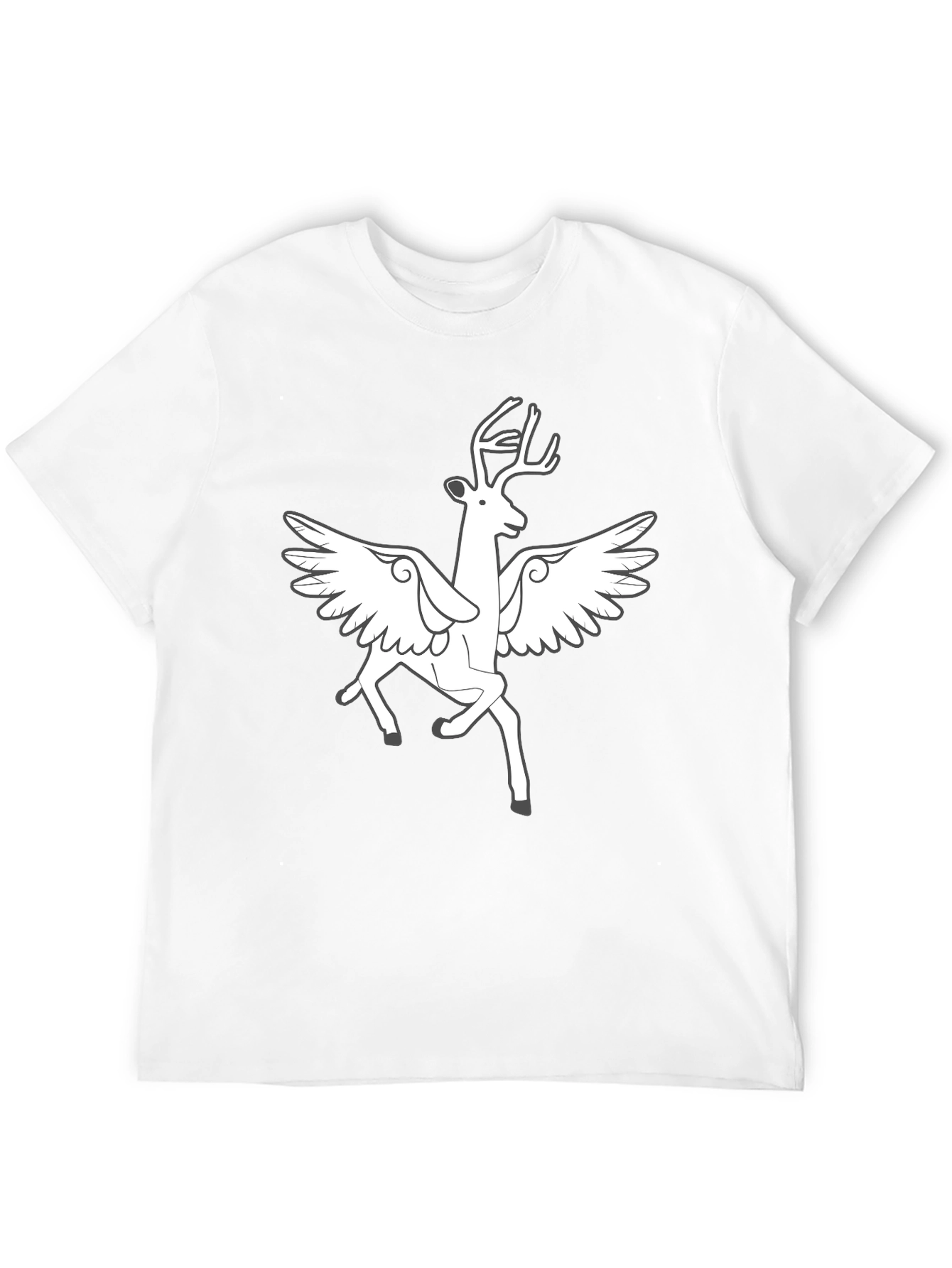 Winged Deer Graphic Tee - Black Cotton Blend